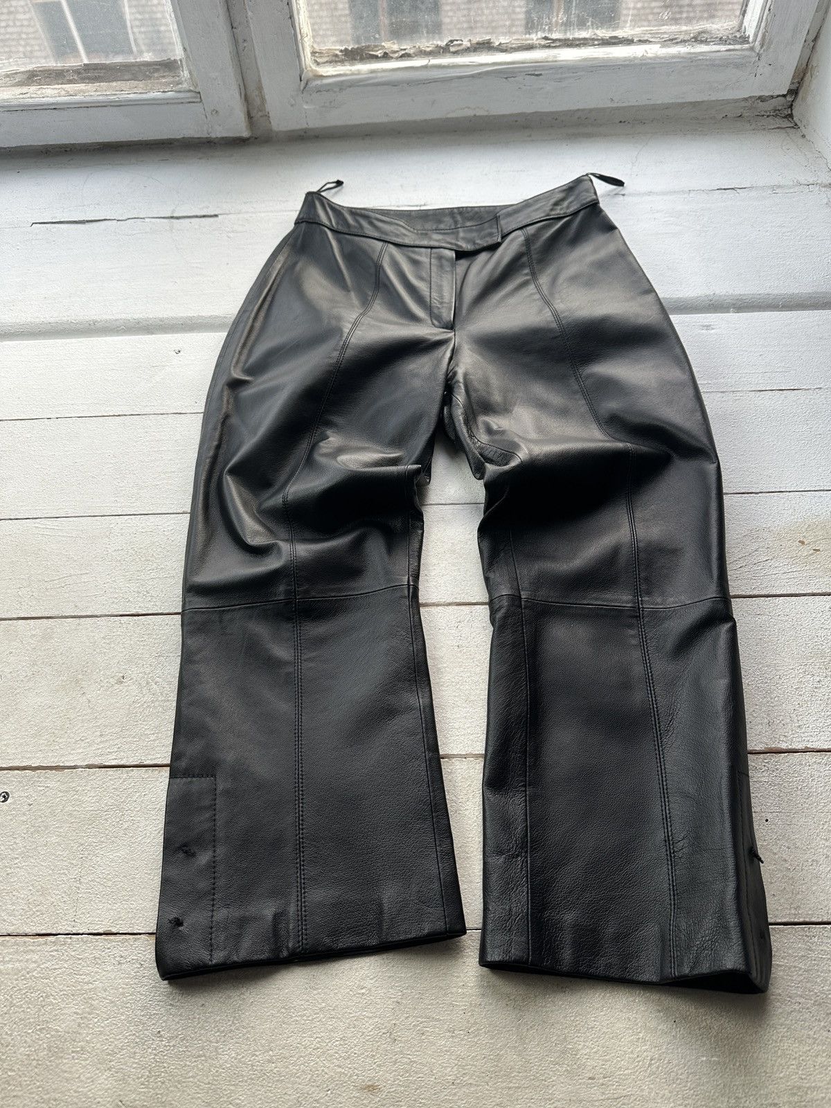 Leather 🚨Vintage leather pants motorcycles Black LUXURY Y2K Size 27" / US 4 / IT 40 - 1 Thumbnail