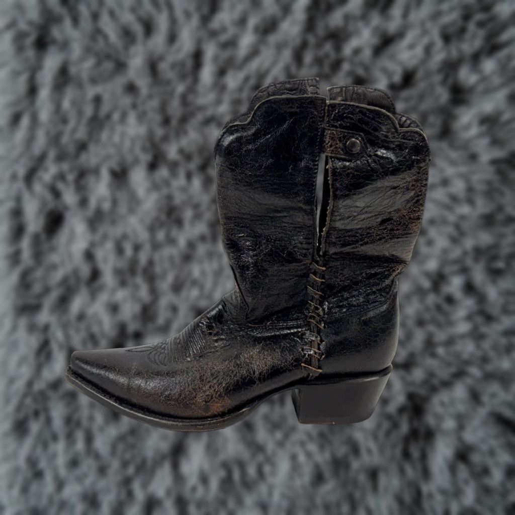 Vintage VINTAGE Sonora Cassidy Western Boots Women 6.5B Brown Distressed Leather Pointed Toe Fold-Over Womens Size US 6.5 / IT 36.5 - 1 Thumbnail