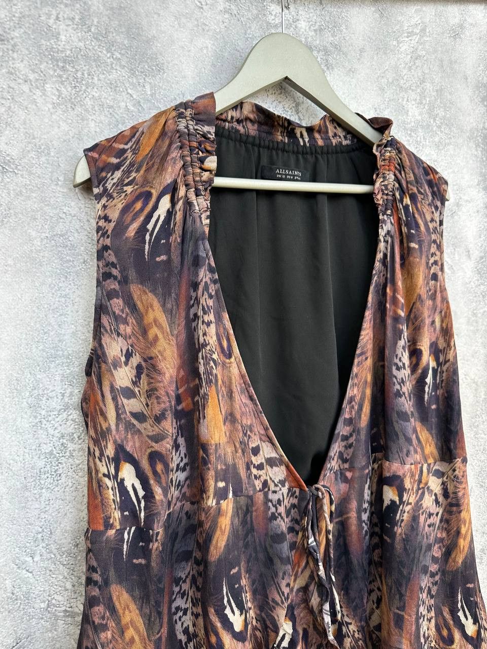 Allsaints AllSaints Darley Fusion Feather Print Ruffle Mini Dress Boho Size M / US 6-8 / IT 42-44 - 3 Thumbnail