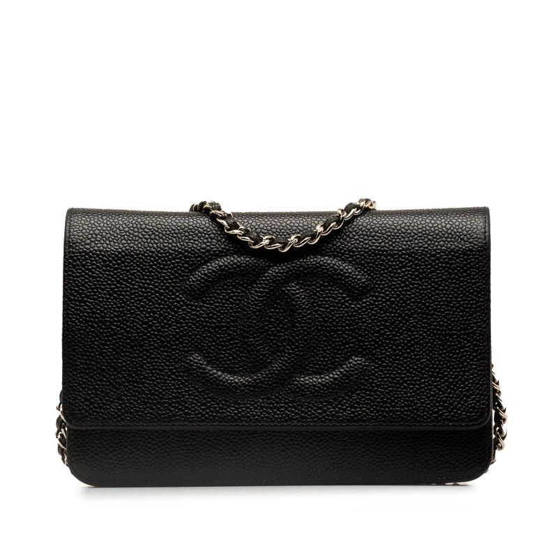 image of Chanel Cc Caviar Chain Shoulder Bag in Black, Women's