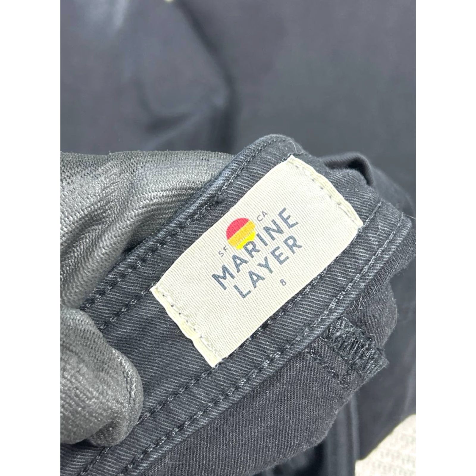 Marine Layer Marine Layer Bridget Full Length Pants 8 Black Cotton Raw Hem Wide Leg Womens Size 30" / US 8 / IT 44 - 7 Thumbnail