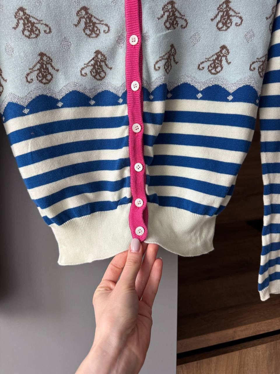 Alexander McQueen Alexander McQueen Cardigan Blue Wool Embroidered Logo Size US XS / EU 42 / 0 - 3 Thumbnail