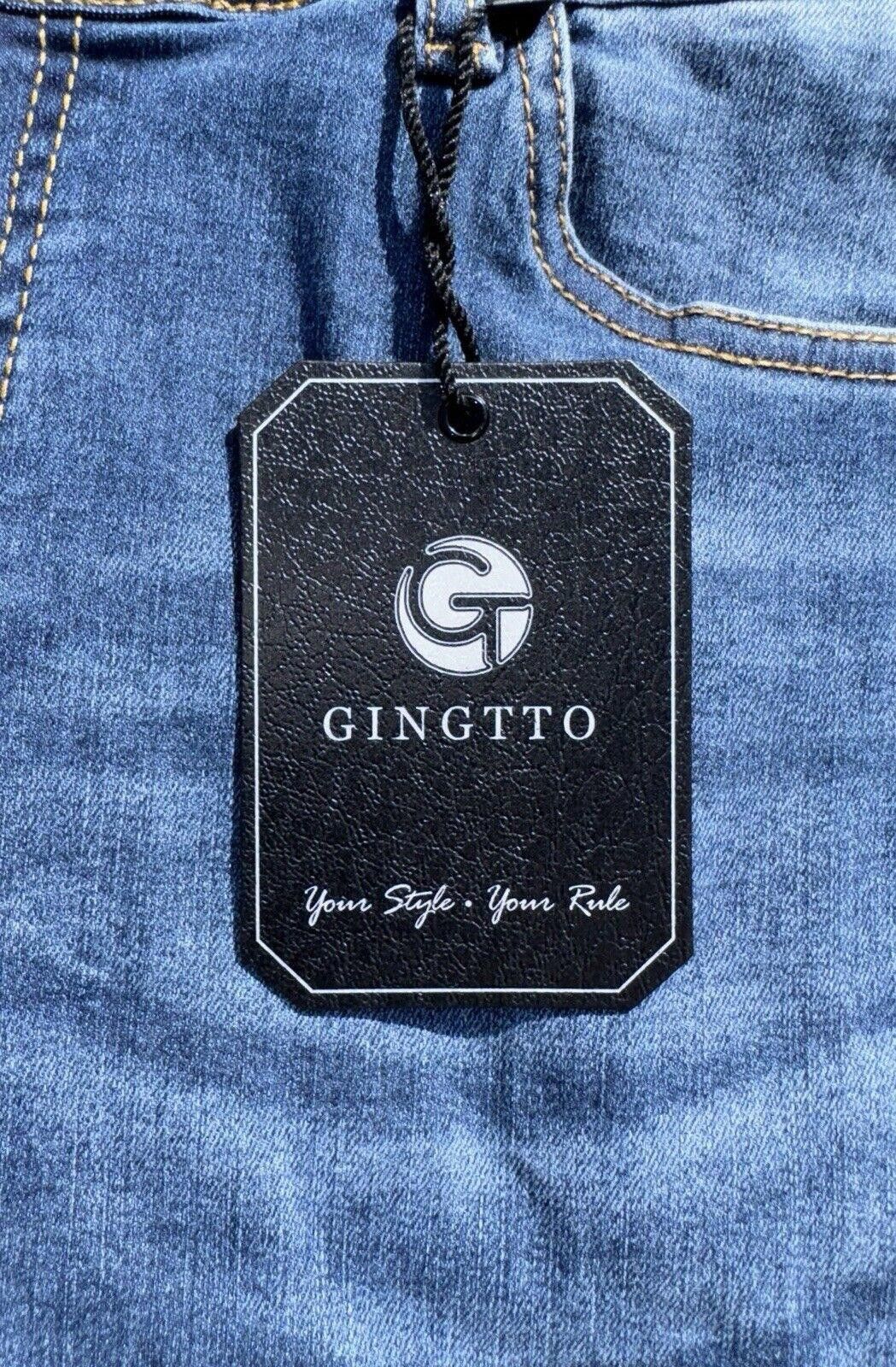 Designer GINGTTO Men's Skinny Jeans Stretch Tapered Leg Blue Wash 34 Size US 34 / EU 50 - 4 Thumbnail