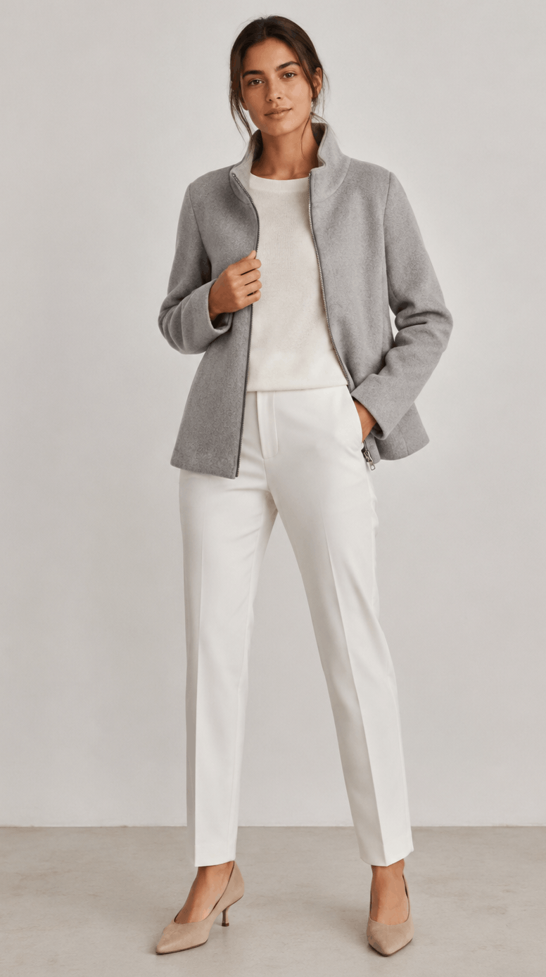 Herno Herno Women's Cashmere Zip Jacket Coat 42 Gray GA0074D Size M / US 6-8 / IT 42-44 - 3 Thumbnail