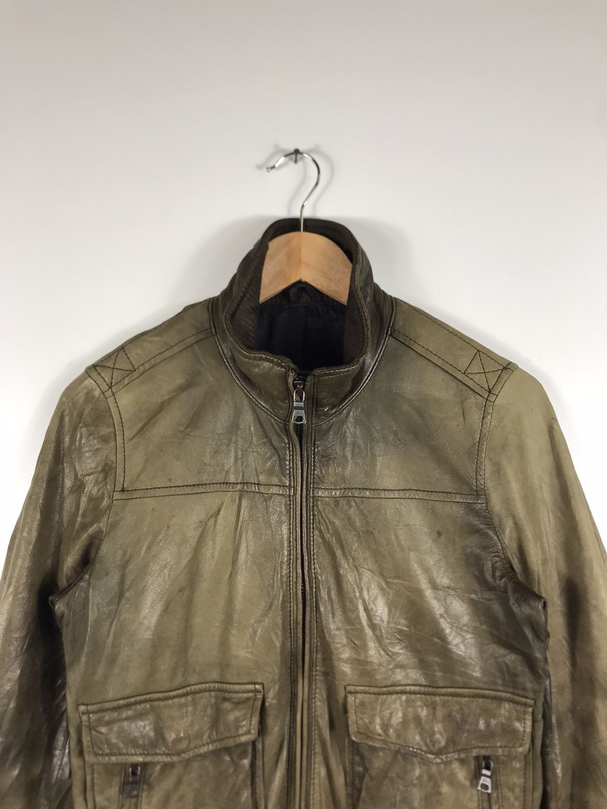 Ships Jet Blue ⚡️Vintage Ships Jet Blue Distressed Leather Jacket Size US S / EU 44-46 / 1 - 5 Thumbnail