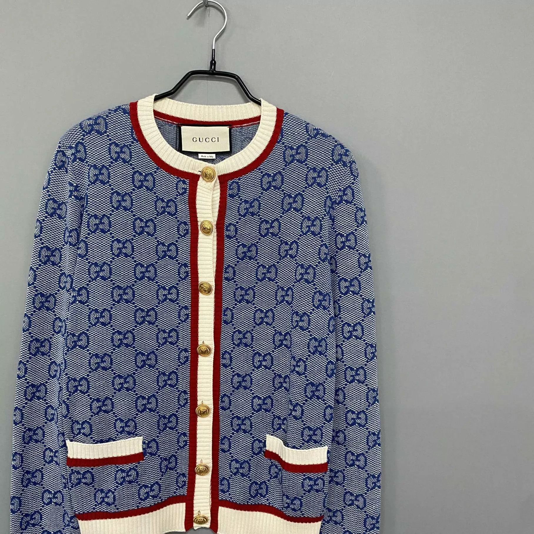 Gucci GUCCI Mist Blue Gold Button Cardigan S Size S / US 4 / IT 40 - 2 Thumbnail