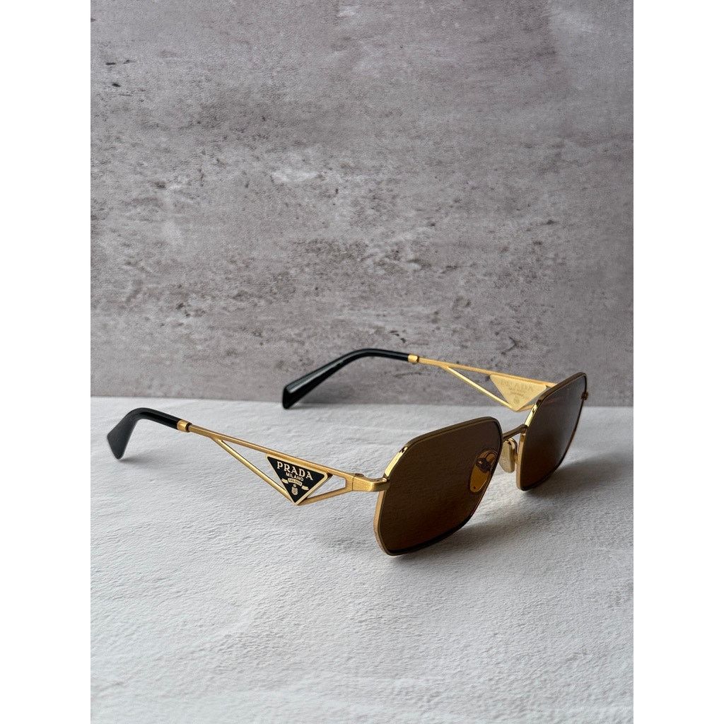 Prada NEW Prada PR A51S Sunglasses in Gold Brown $585 Size ONE SIZE - 5 Thumbnail