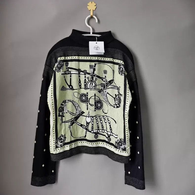 Hermes Hermes Cashmere and Silk Printed Knitted Top Size XXS / US 00 / IT 34 - 1 Thumbnail