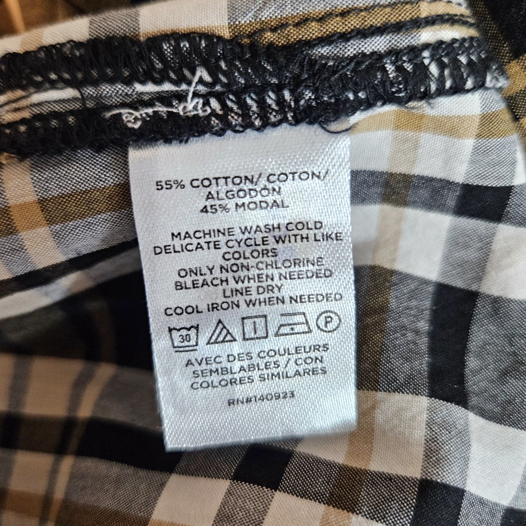Loft LOFT Ann Taylor Womens Button Up Tunic Shirt Sz S Black Tan Plaid Size S / US 4 / IT 40 - 4 Thumbnail