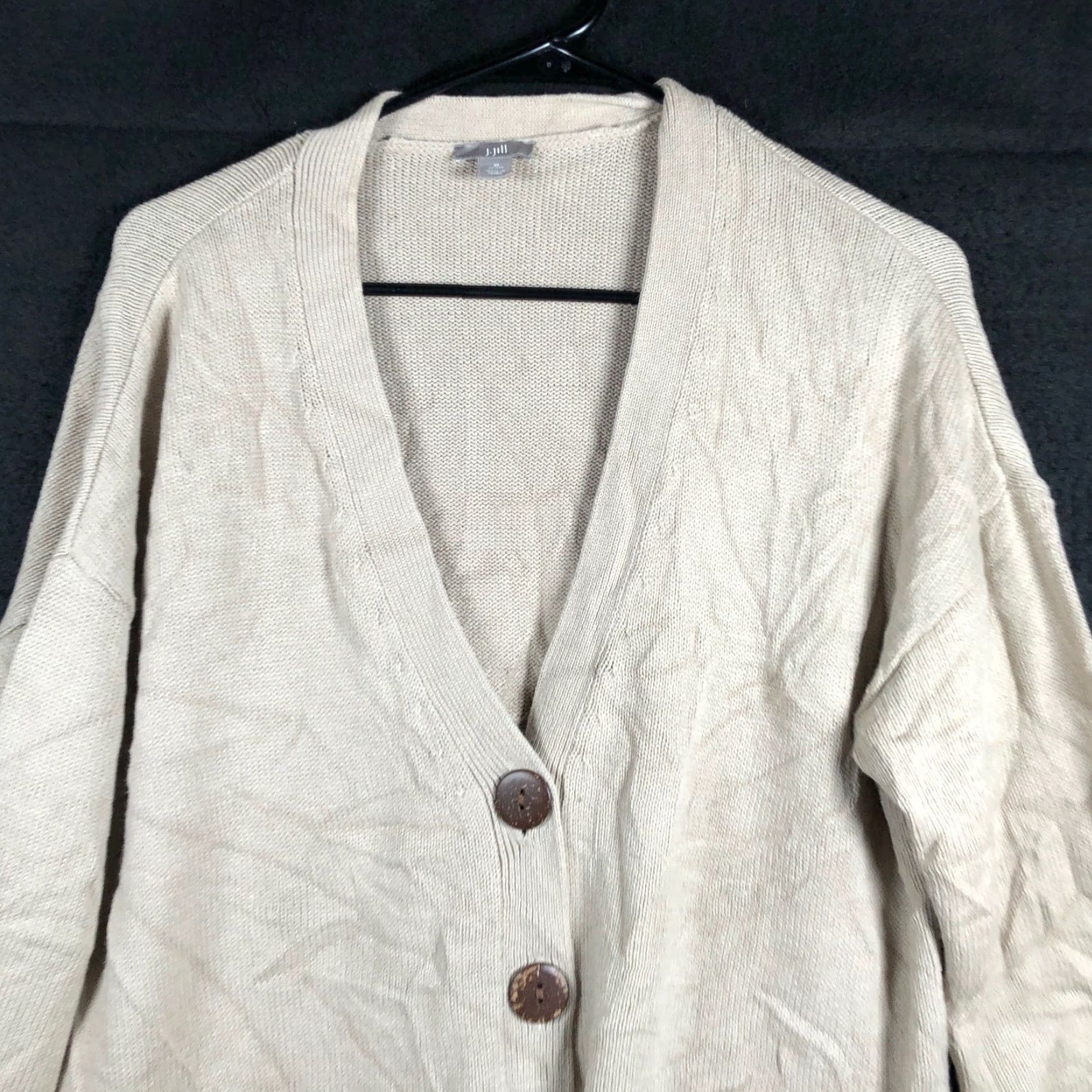 J. Jill J Jill Womens Cardigan Brown V-Neck Button Front Petite Long Sleeve Size M / US 6-8 / IT 42-44 - 2 Thumbnail