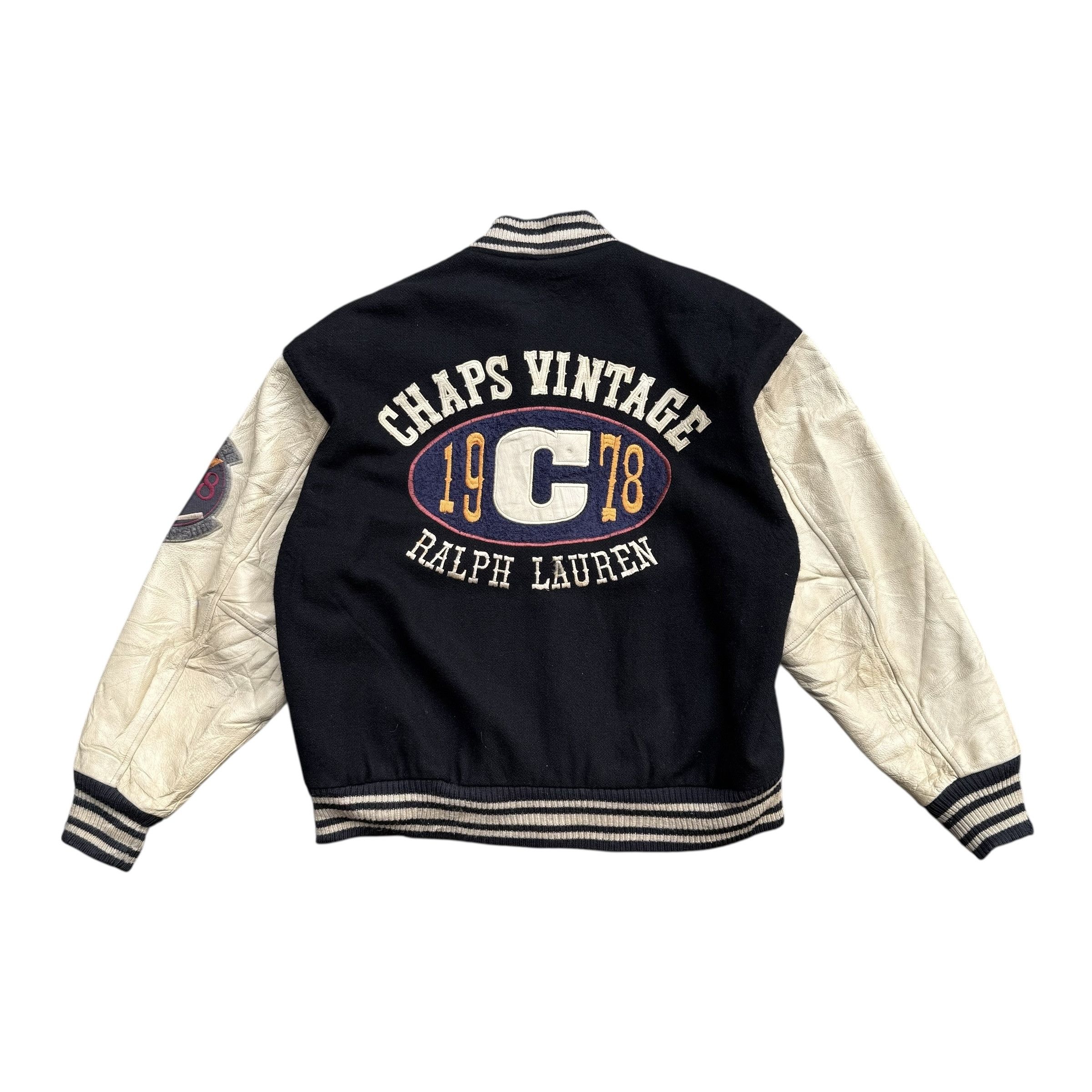 Chaps Chaps Vintage 1978 Ralph Lauren Wool Leather Varsity Jacket Size US L / EU 52-54 / 3 - 5 Thumbnail