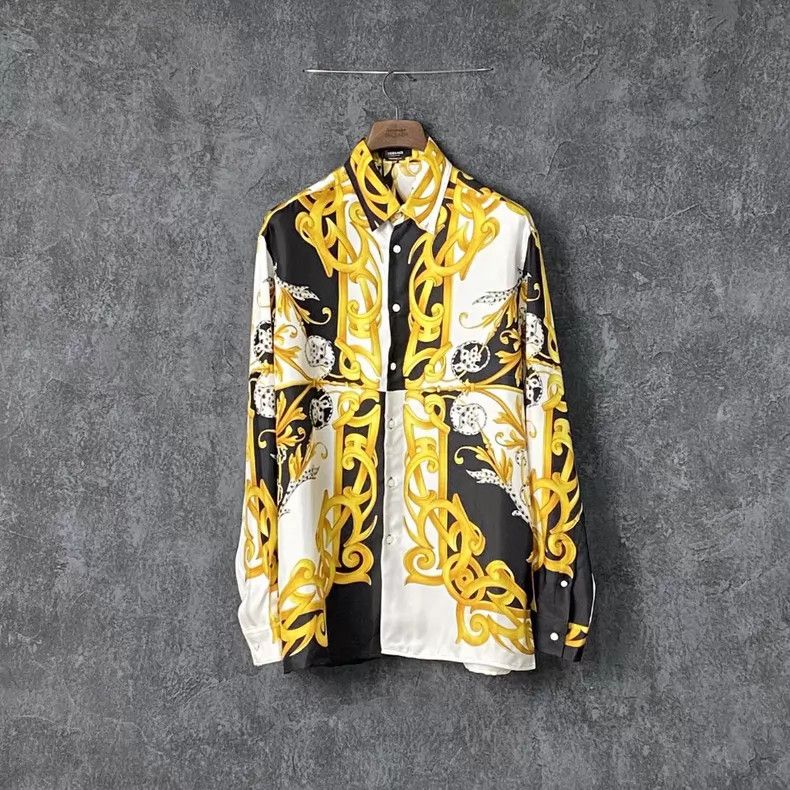 Versace Versace Classic mulberry silk baroque print shirt Size US L / EU 52-54 / 3 - 4 Thumbnail