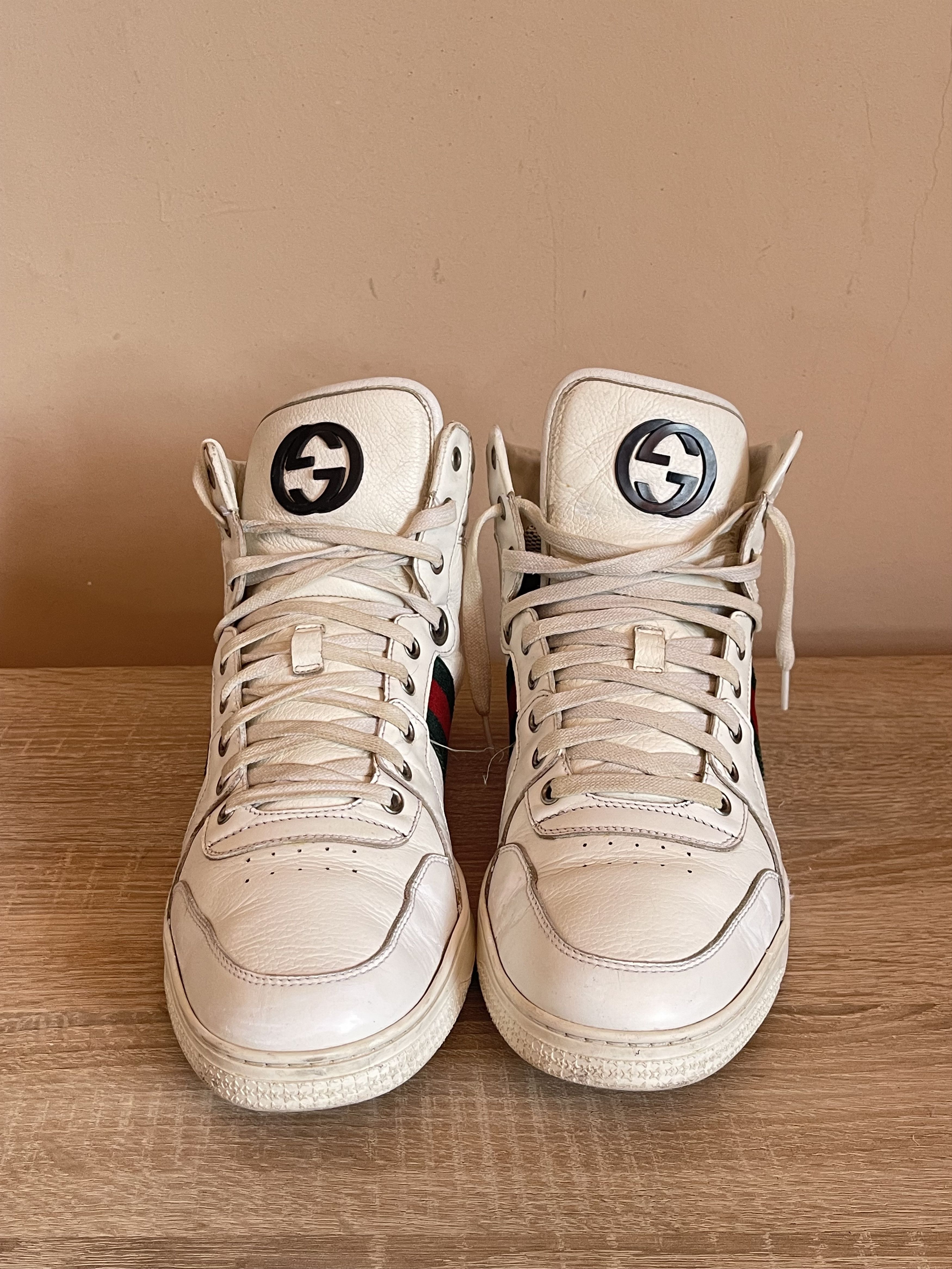 Gucci 🔥 vintage gucci hightop sneakers leather size 9 Size US 9 / EU 42 - 1 Thumbnail