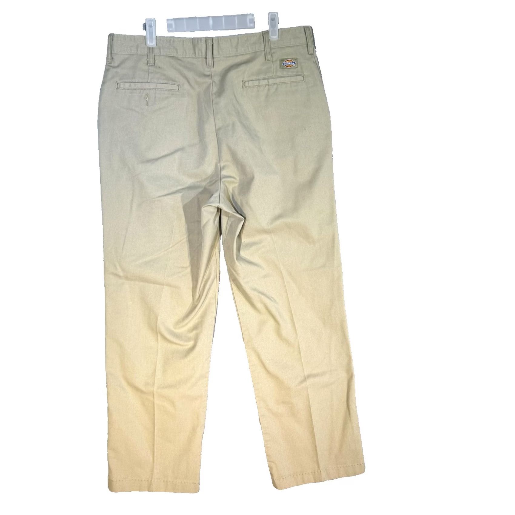 Dickies VINTAGE Dickies Pants Mens 36x29 Beige Khaki Flat Front Workwear Straight Leg Size US 36 / EU 52 - 2 Thumbnail