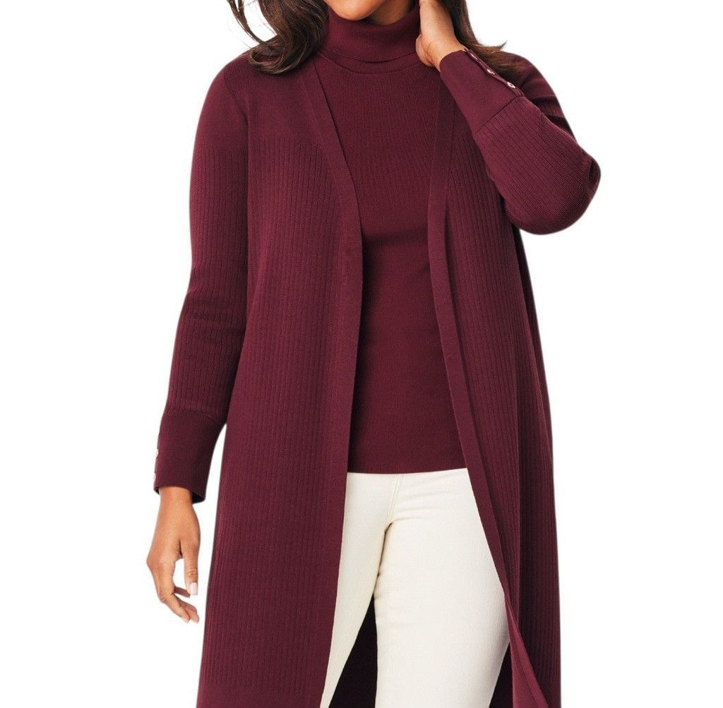 Talbots Talbots Long Line Open Front Ribbed Long-Sleeves XS Women Size XS / US 0-2 / IT 36-38 - 1 Thumbnail