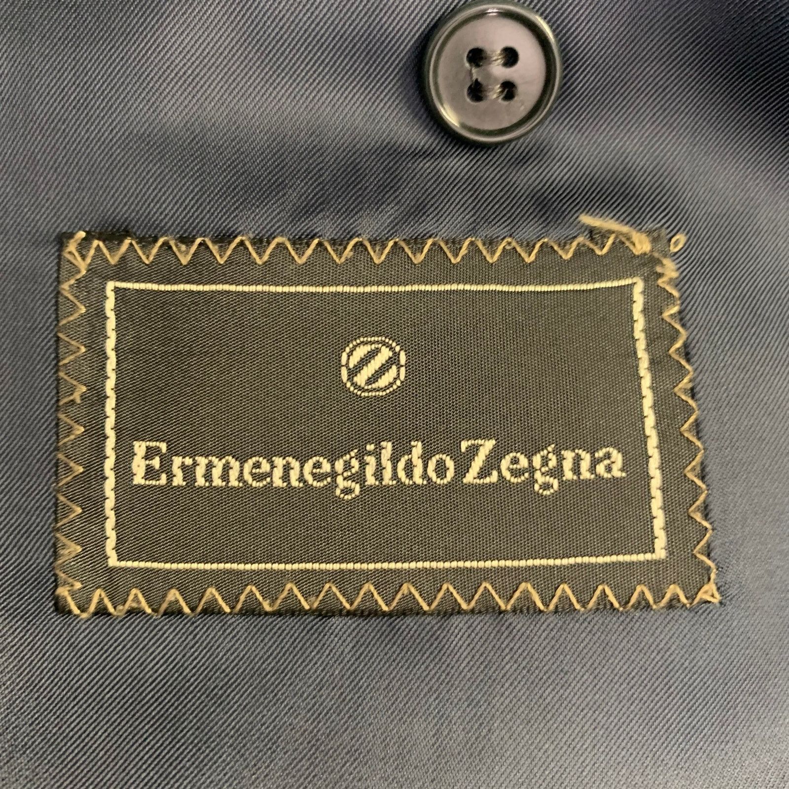 Ermenegildo Zegna ERMENEGILDO ZEGNA Size 44 Navy Wool Notch Lapel Sport Coat Size 44R - 5 Thumbnail