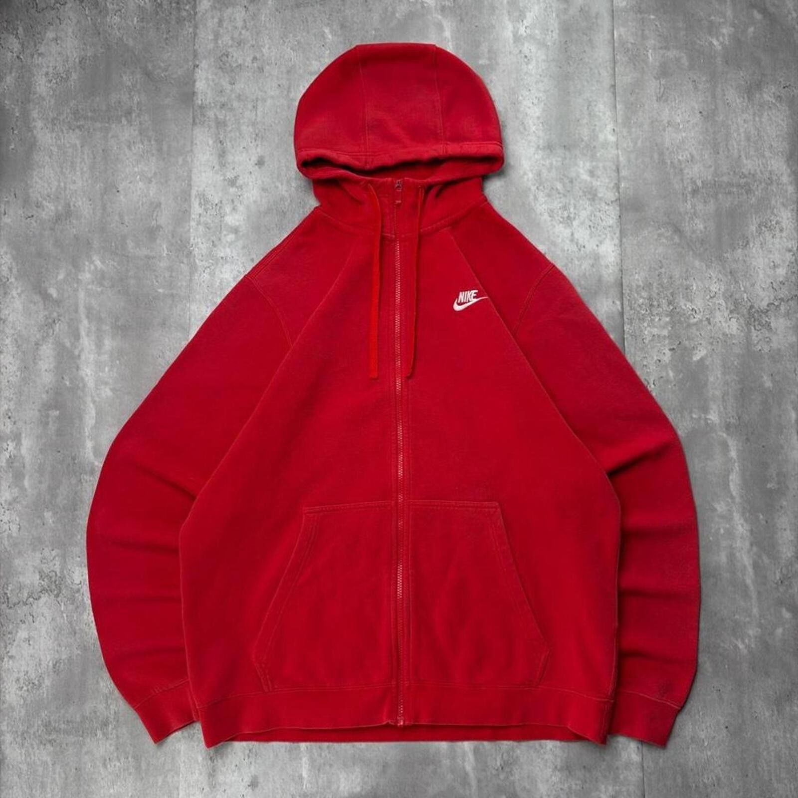 Nike Y2K Red Nike Swoosh Grunge Baggy Distressed Zip Up Hoodie Size US XL / EU 56 / 4 - 1 Thumbnail