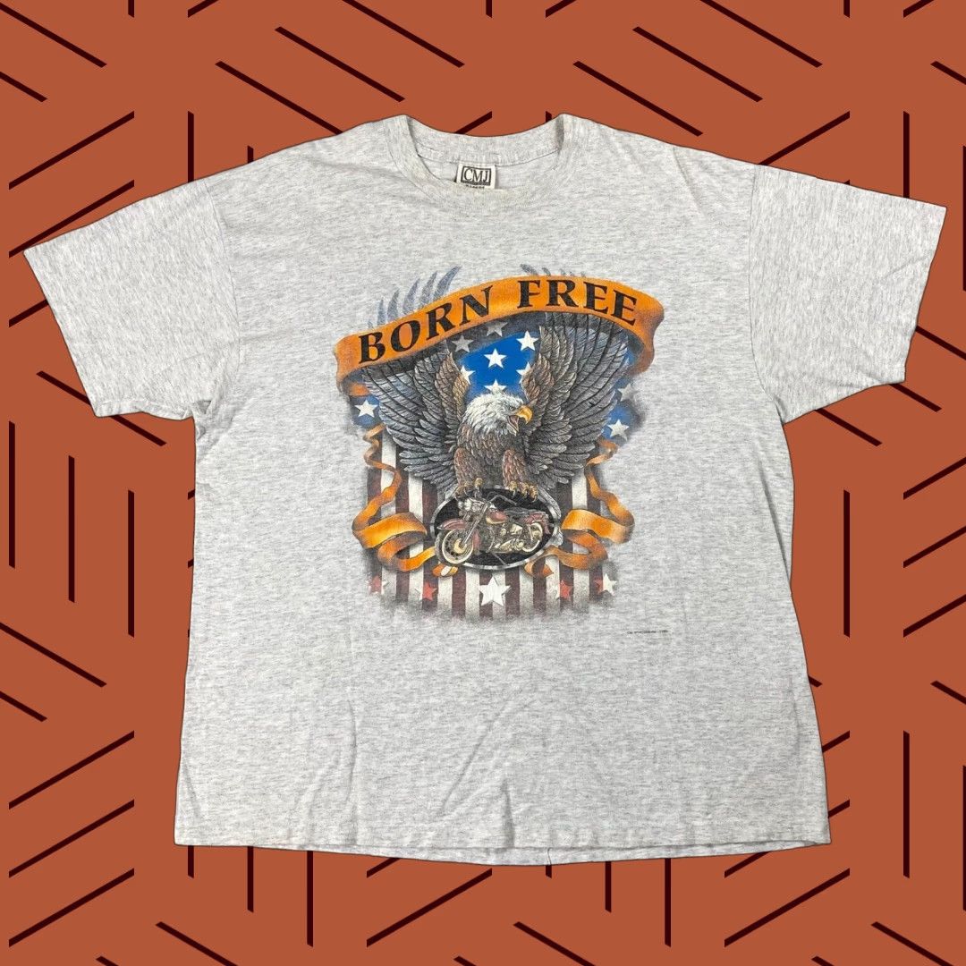Born VINTAGE CMJ 90s Motorcycle Eagle Graphic Tee Shirt Adult XL Gray Mens Size US XL / EU 56 / 4 - 1 Thumbnail