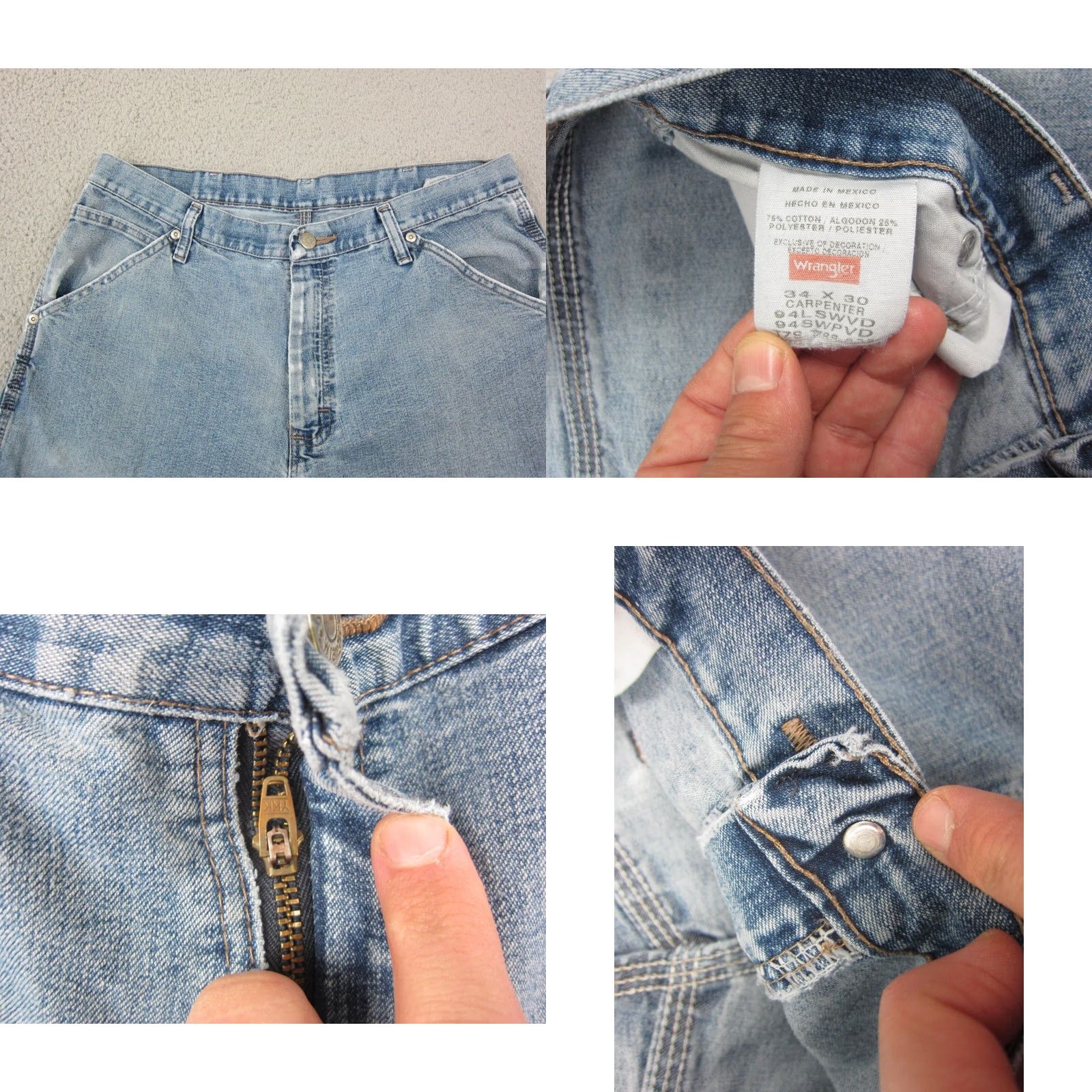 Wrangler VINTAGE Wrangler Jeans Mens Regular Five Star Premium Denim 34 x 30 Blue Y2K 90s Workwear Baggy Carpenter Straight Pants Size US 34 / EU 50 - 8 Thumbnail