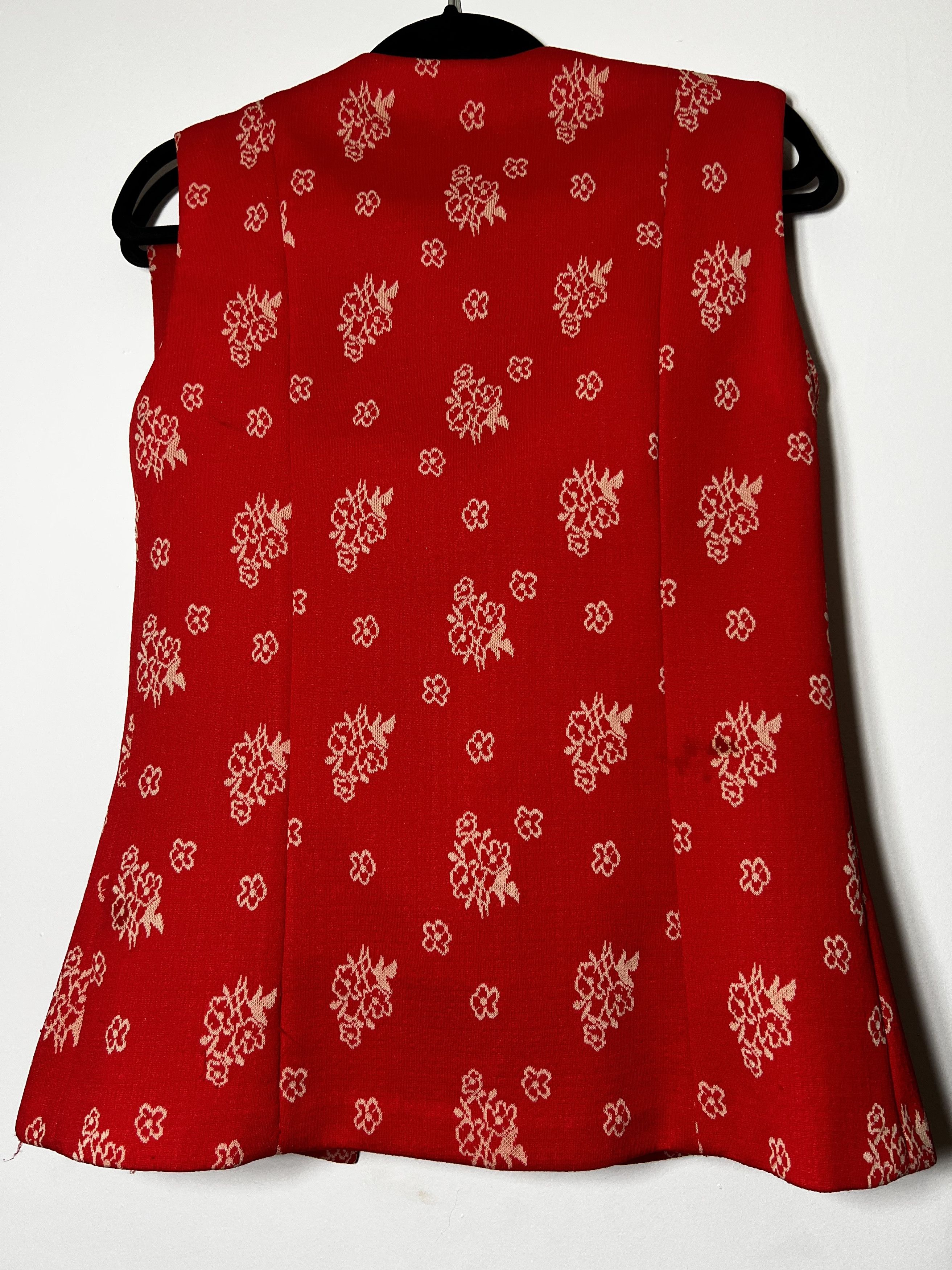 Vintage Vintage 60's-70's 2pcs High Waist Red Chinese Floral Suit Size 28" / US 6 / IT 42 - 4 Thumbnail
