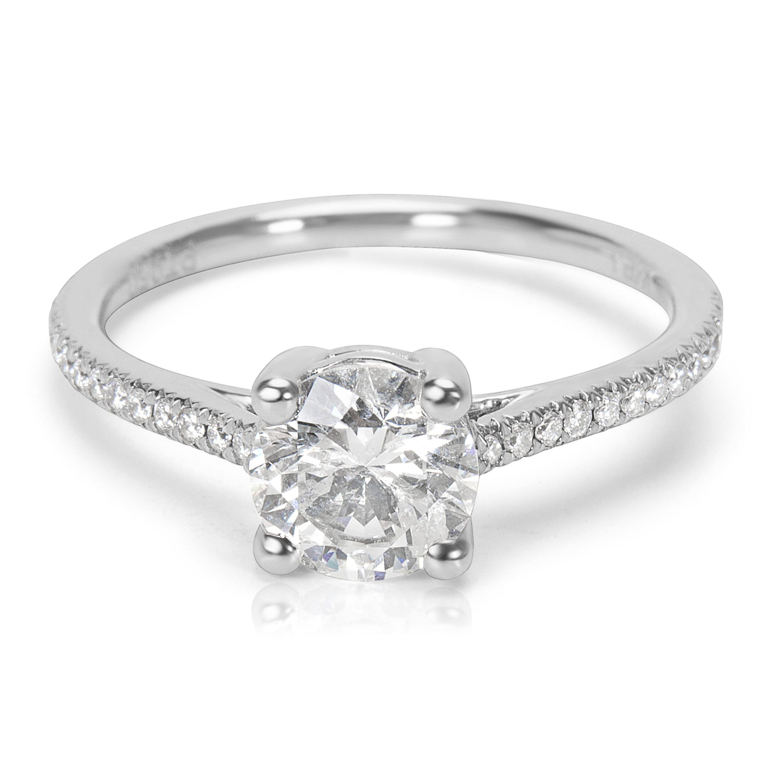 image of Tiffany Co Round Cut Diamond Engagement Ring Set In Platinum 1.20 Ctw in Silver, Women's
