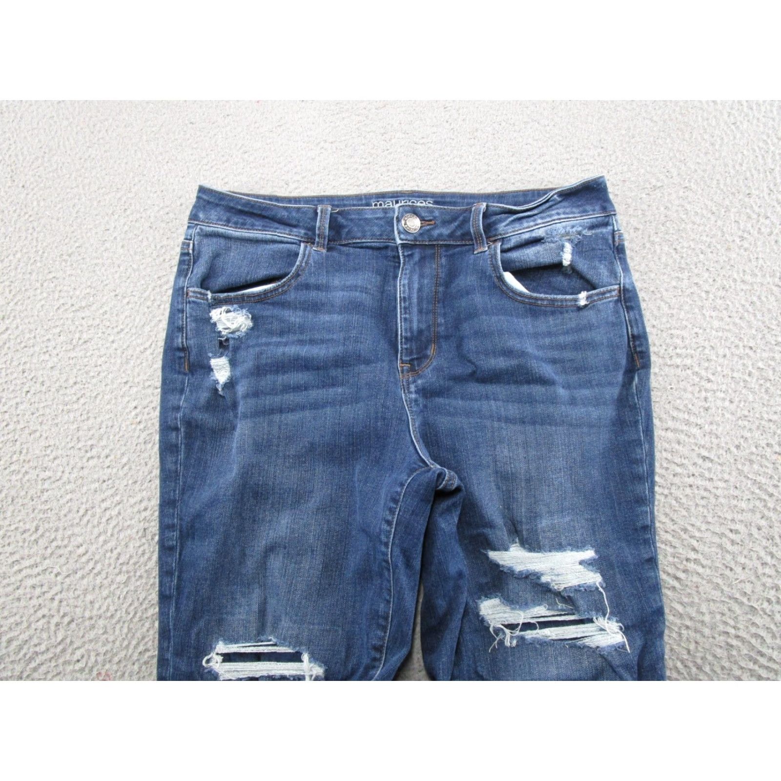 Vintage Maurices High Rise Denim Jeans Size L Regular Blue Stretch Ankle Distressed 5-Pocket Womens Jeans Size 36" / US 14 / IT 50 - 3 Thumbnail