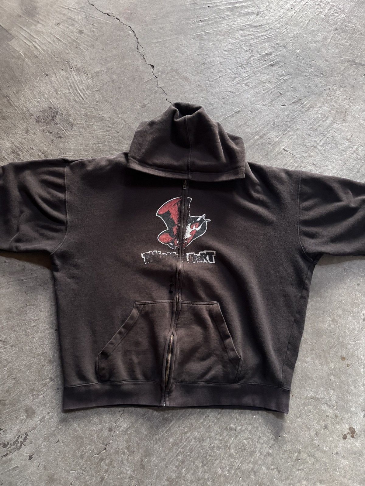 vintage distressed grunge skater zip up hoodie