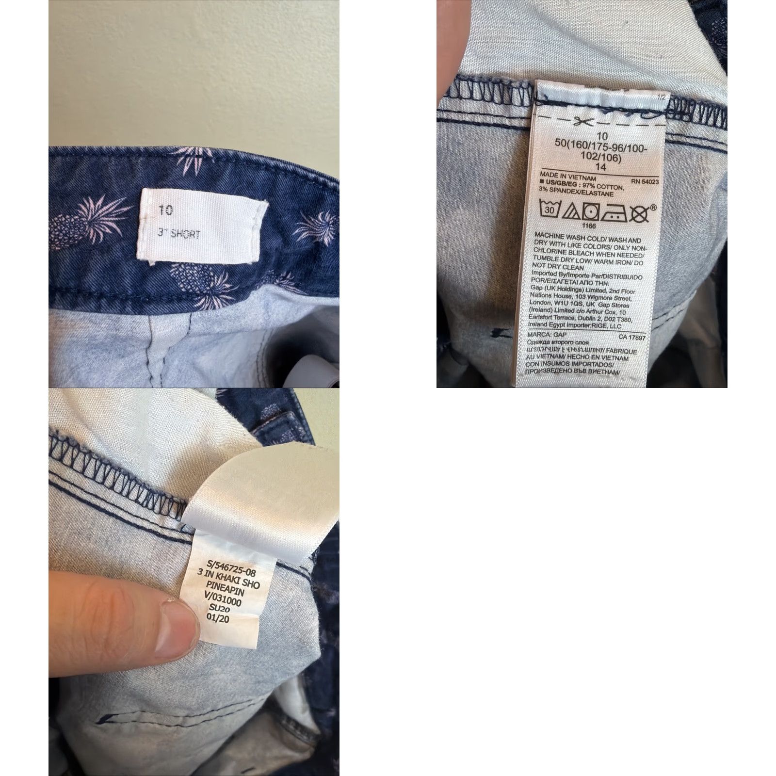 Gap VINTAGE Gap WOMENS INDIGO KHAKI W/ PINEAPPLES PRINT 3" SHORT W/ POCKETS SIZE 10 Size 32" / US 10 / IT 46 - 9 Thumbnail