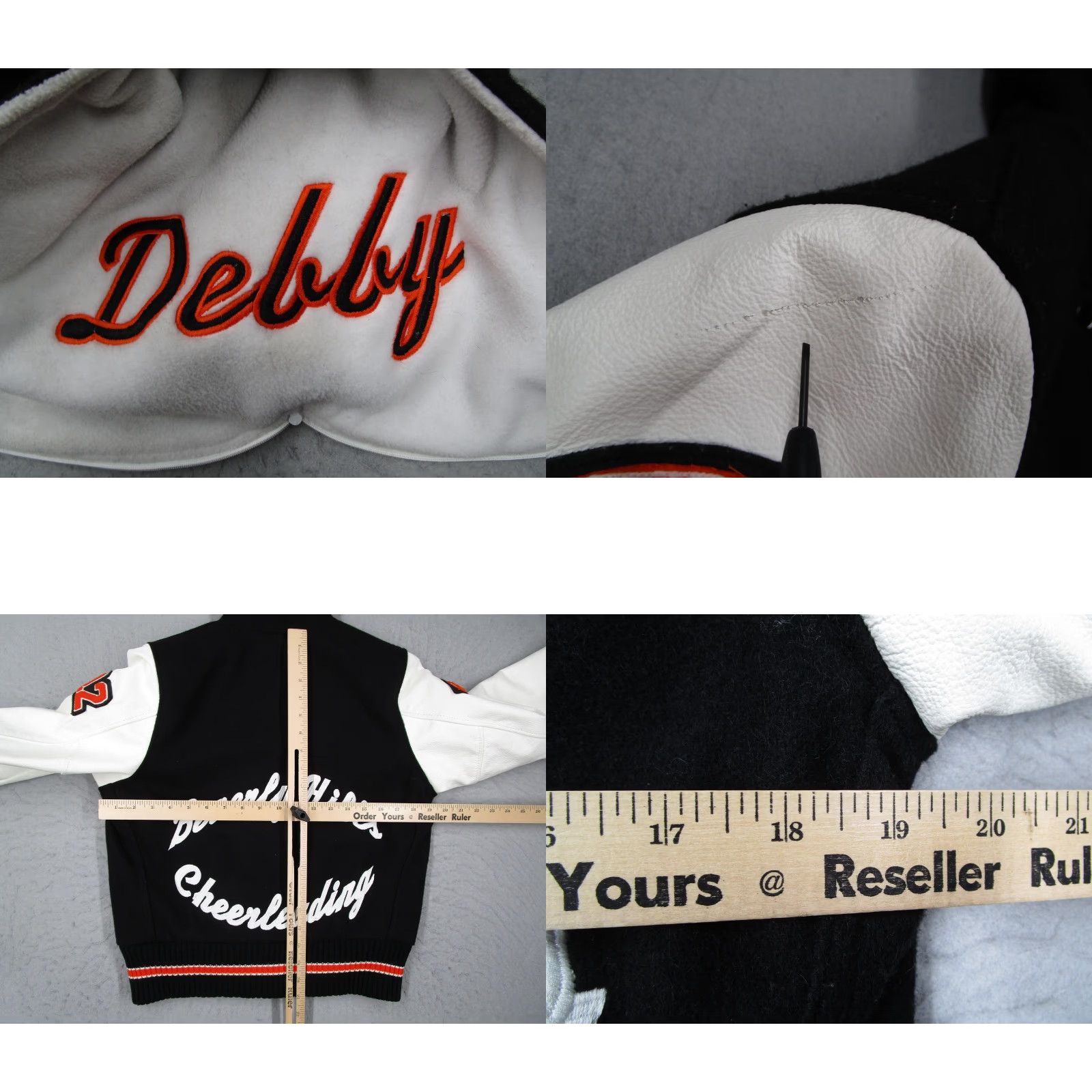 Vintage Albion Womens Jacket Varsity Wool Hooded Black 36 Patches Embroidered Beverly Hills Cheerleading Captain Debby Style Casual Size XS / US 0-2 / IT 36-38 - 8 Thumbnail