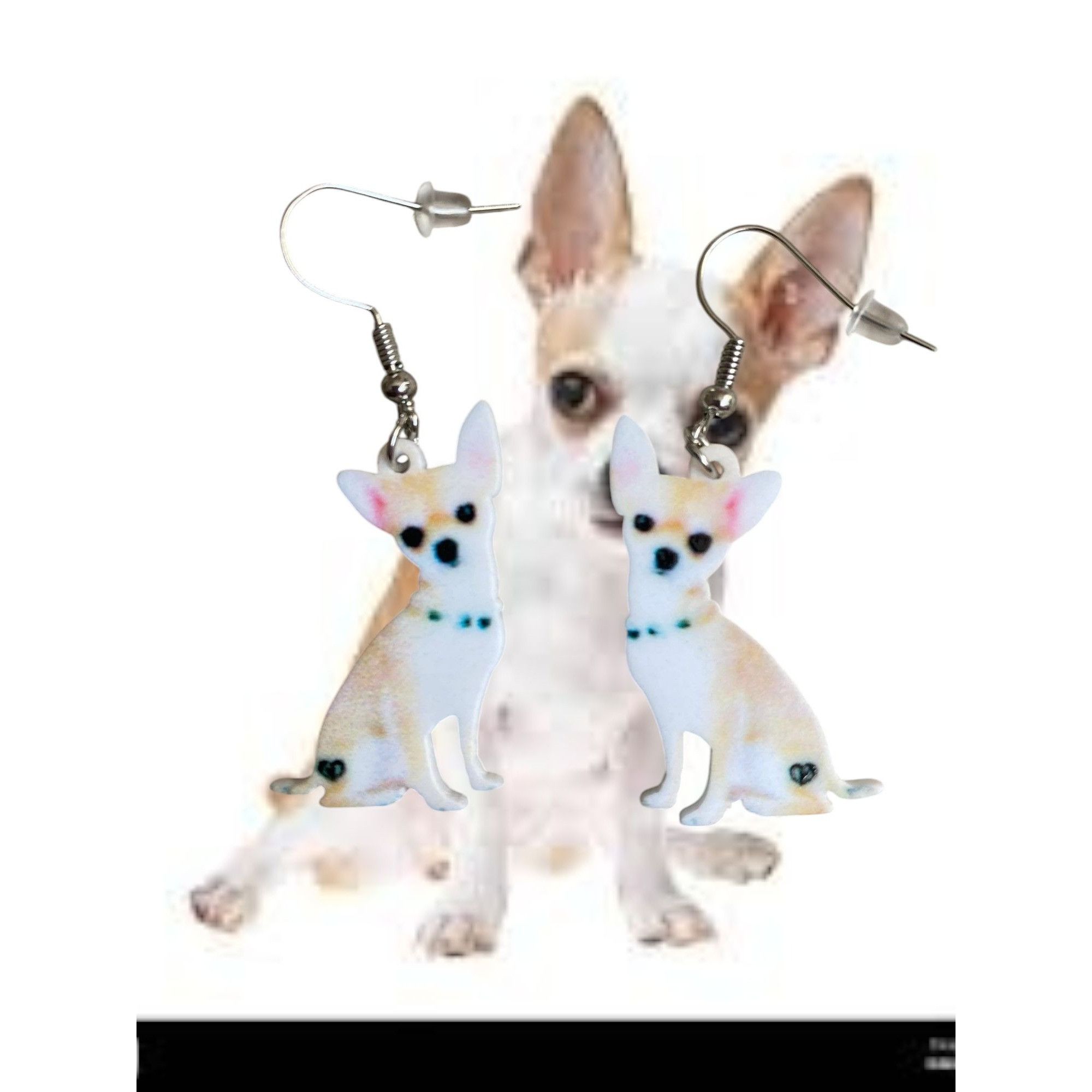 Handmade Chihuahua Earrings Dog Mom Animal Rescue Pets Dangle Hooks N Size ONE SIZE - 3 Thumbnail