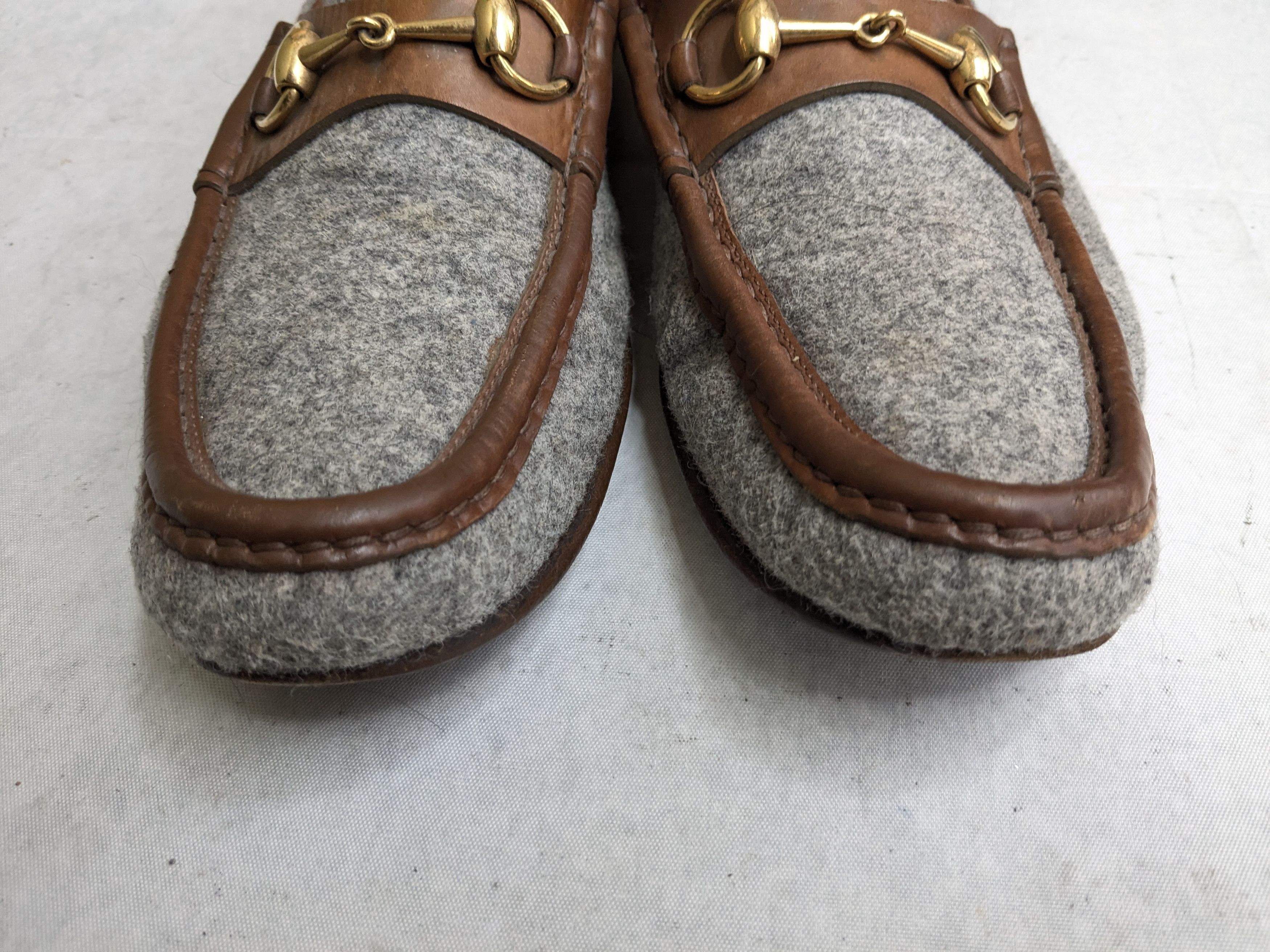 Gucci Gucci Horsebit Loafers Brown Leather Gray Wool 10 Size US 10 / EU 43 - 4 Thumbnail