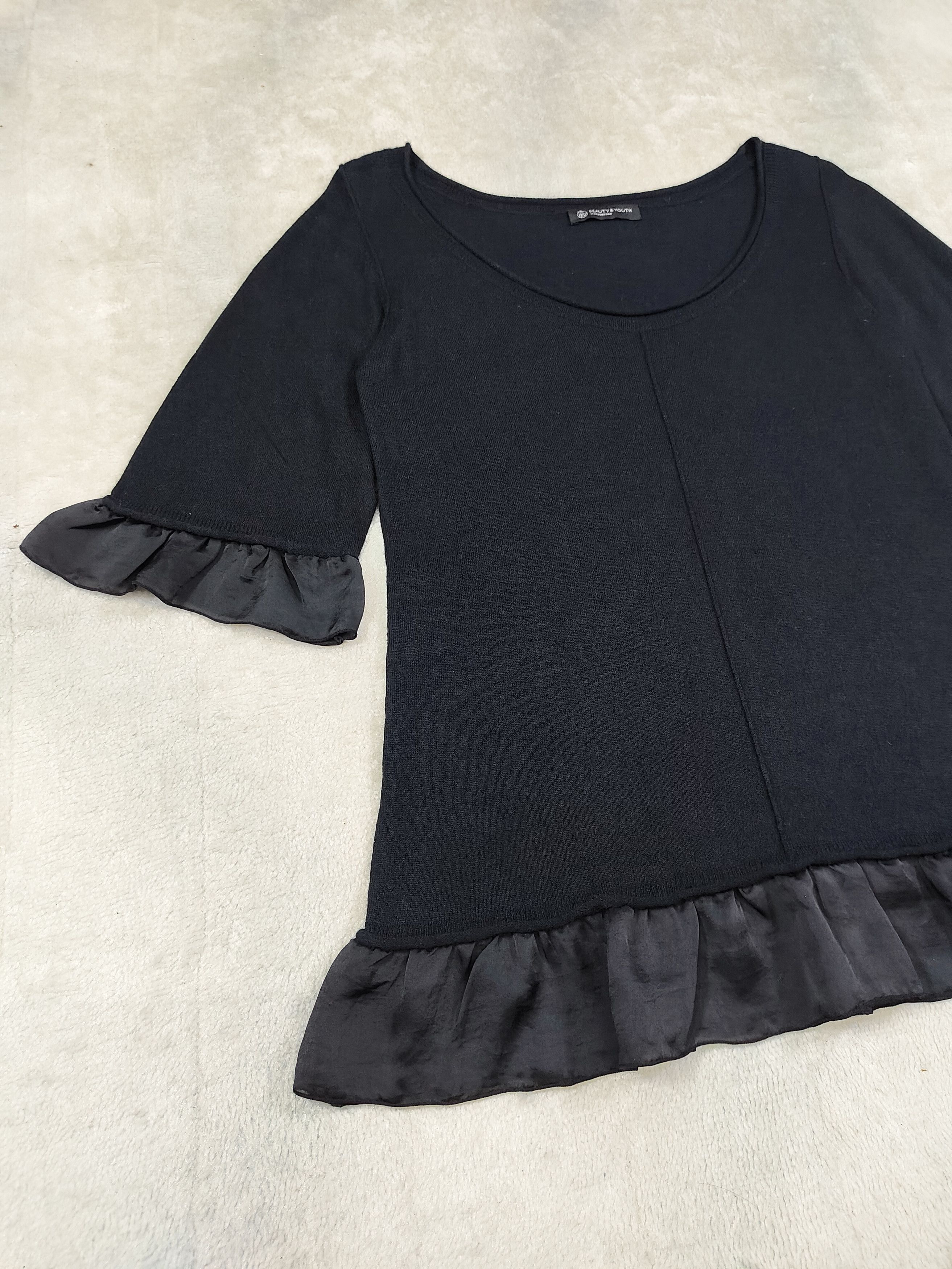 BEAUTY&YOUTH Beauty & Youth- Gothic Minimal Frill Knit Top Fairy Grunge Size M / US 6-8 / IT 42-44 - 7 Thumbnail