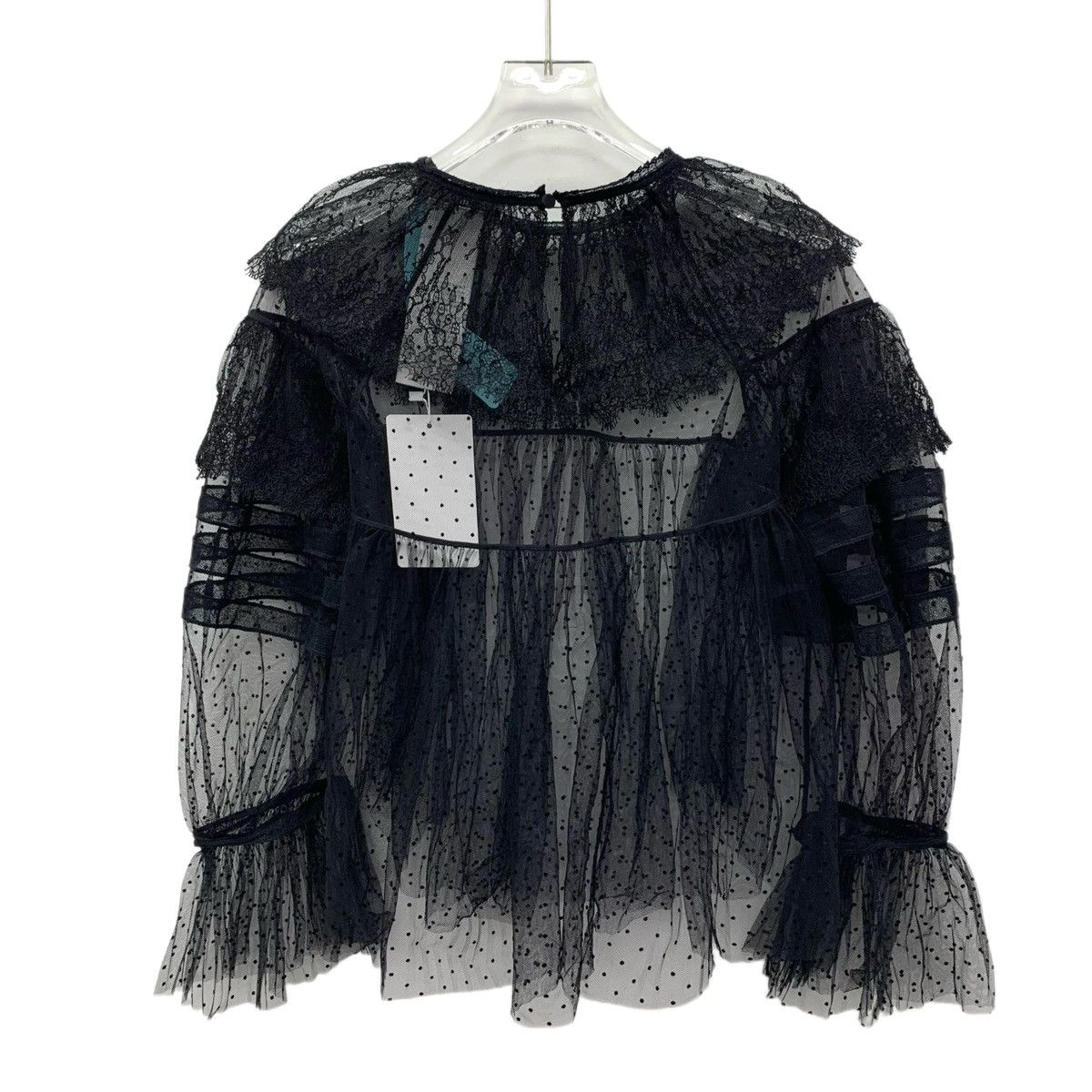 Dior Dior Black Polka Dot Silk Long Sleeve Mesh Shirt K26WX Size XS / US 0-2 / IT 36-38 - 2 Thumbnail