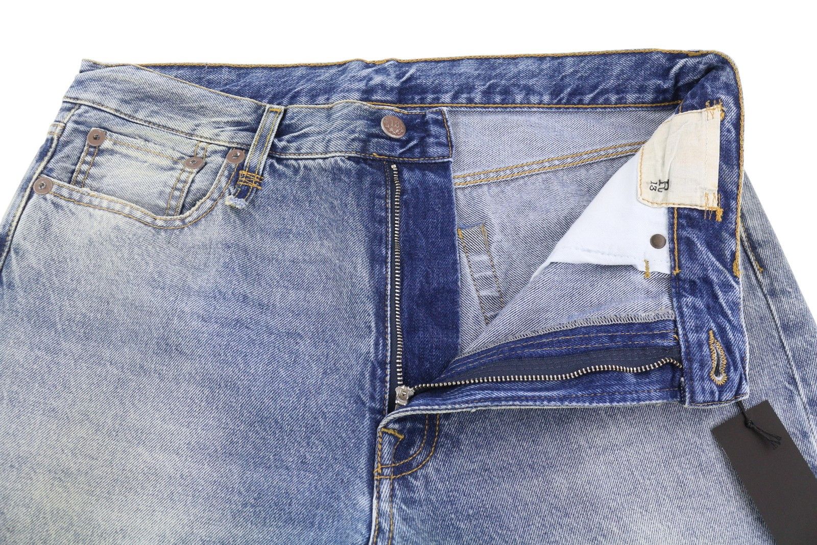 R13 BOYFRIEND 30 Jasper Straight Whiskers Faded Zip FW25 86648 Size 30" / US 8 / IT 44 - 4 Thumbnail