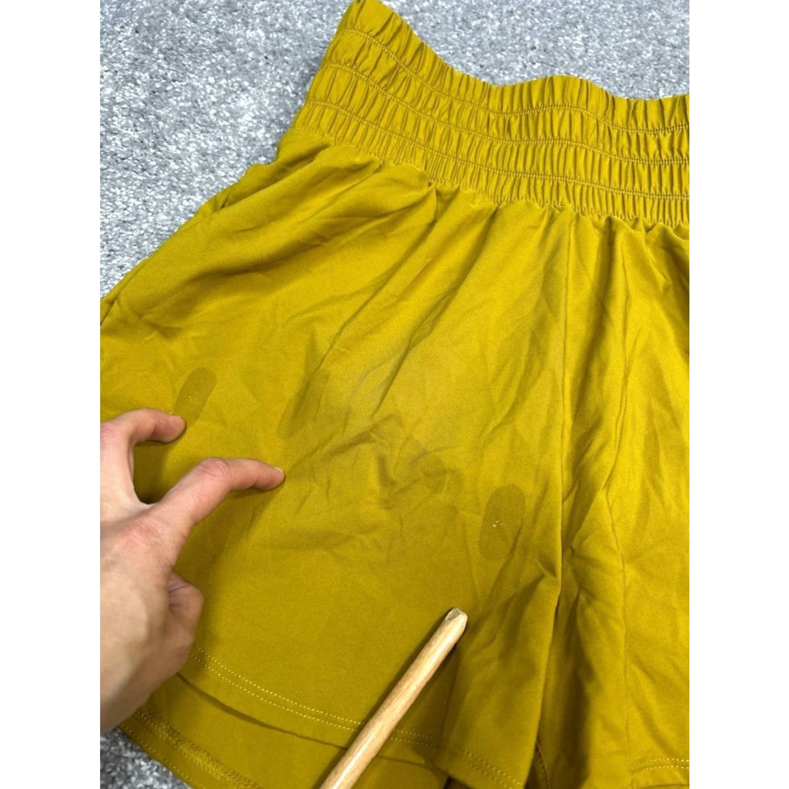 Nike Nike Running Shorts Womens Small Yellow Dri Fit Brief Liner Swoosh Logo Stretch Shirt Size 28" / US 6 / IT 42 - 2 Thumbnail