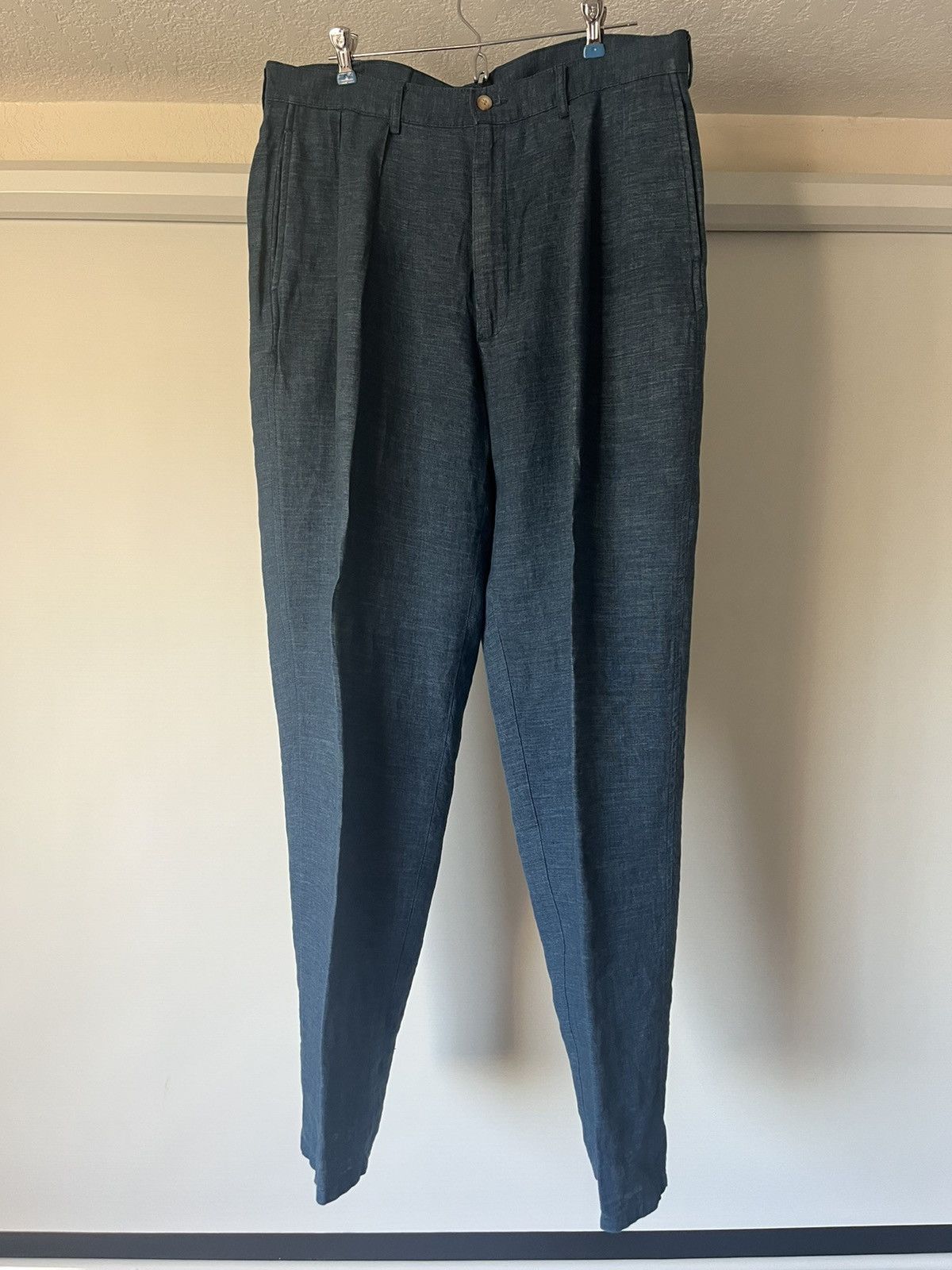 image of Ralph Lauren 1980S Indigo Died Linen Pleated Trousers in Blue, Men's (Size 33)