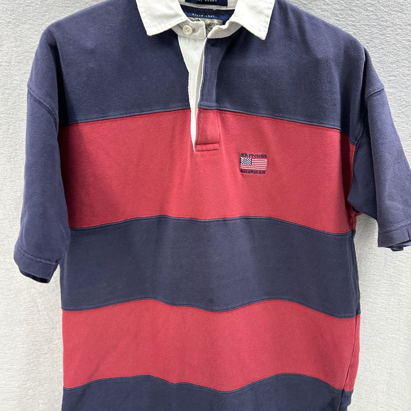 Vintage Vintage Britches Rugby Polo Shirt Men Small Blue 90s Preppy Casual Activewear Size US S / EU 44-46 / 1 - 5 Thumbnail