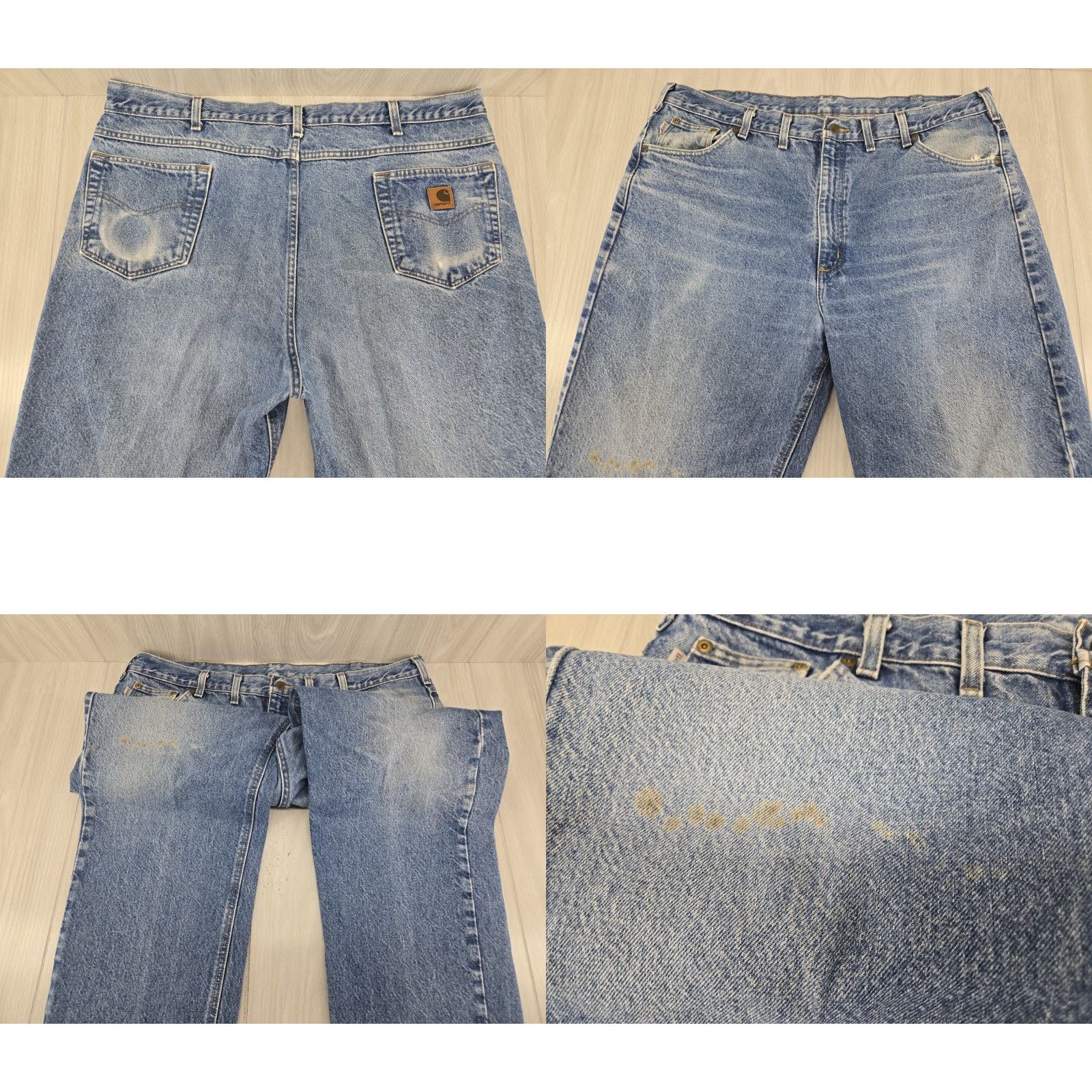 Carhartt Carhartt Jeans Distressed? No. Mens Denim Relaxed Fit Blue 44 x 30 B160 DTS - 5-Pocket Workwear Cotton Belt Loops Vintage? No Size US 44 / EU 60 - 8 Thumbnail