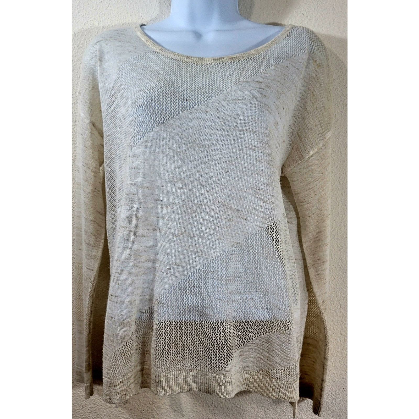Other Cato Cream Marled Open Knit Hi Low Top Small Drop Shoulder Size S / US 4 / IT 40 - 1 Thumbnail