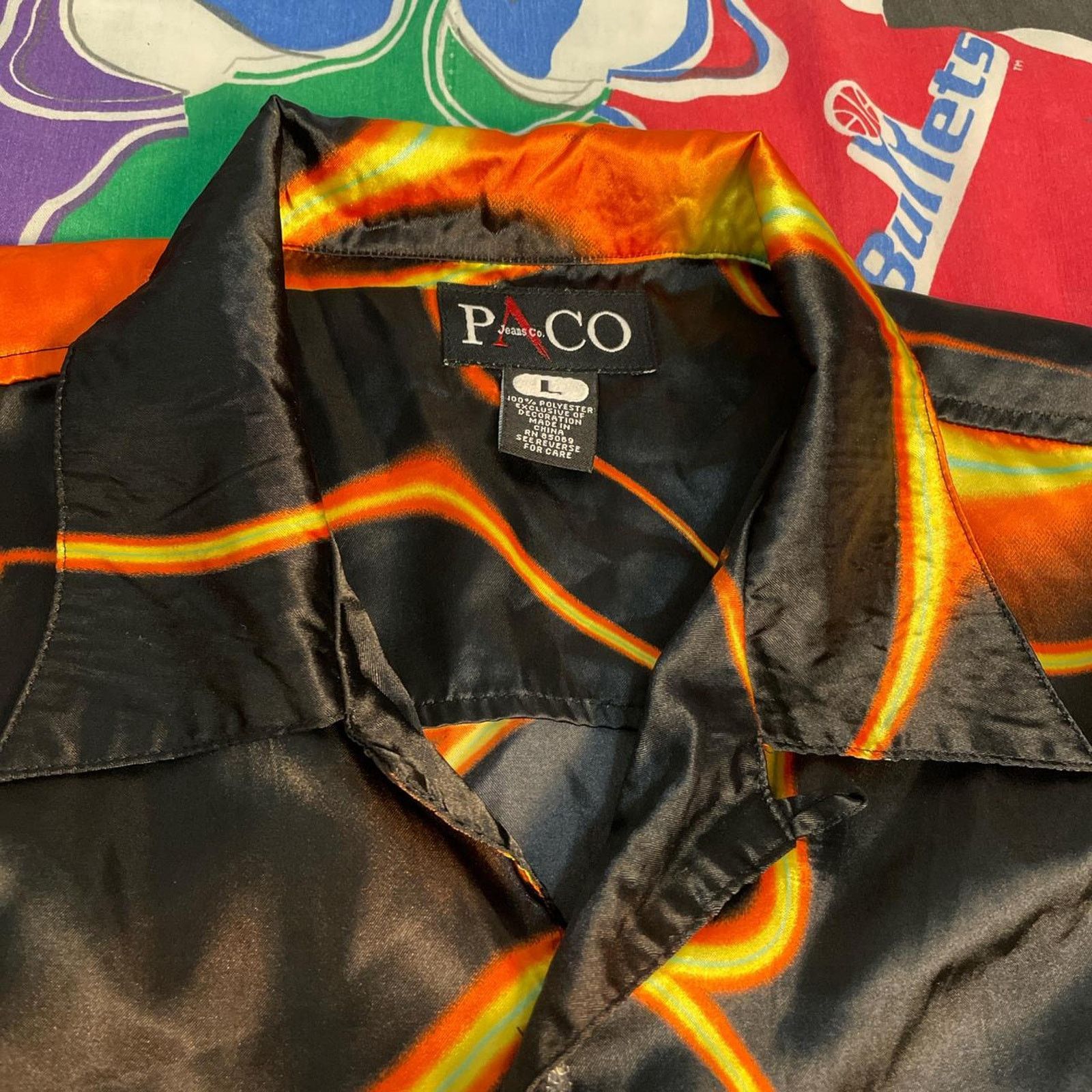 Affliction × Ecko Unltd. × JNCO Y2K PACO Top Heavy Grunge Fire Flame Style Silk Button Tee Size US XL / EU 56 / 4 - 6 Thumbnail