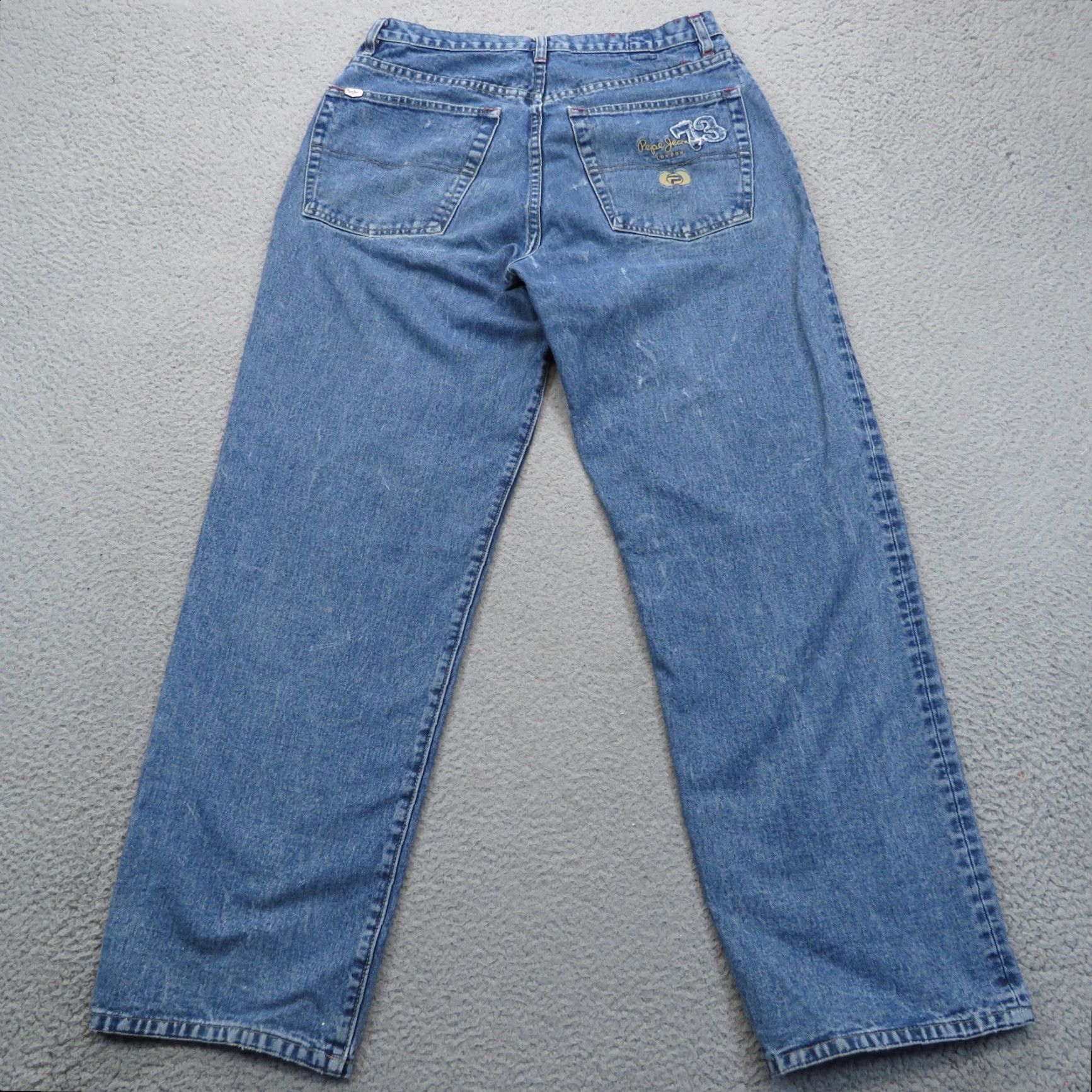 Logo 7 VINTAGE Pepe Jeans London Jeans Men 32 Baggy Embroidered Distressed Y2K Skater Grunge Logo Blue Cotton Denim 5-Pocket Style Wide-Leg 90s Mens Size US 32 / EU 48 - 2 Thumbnail