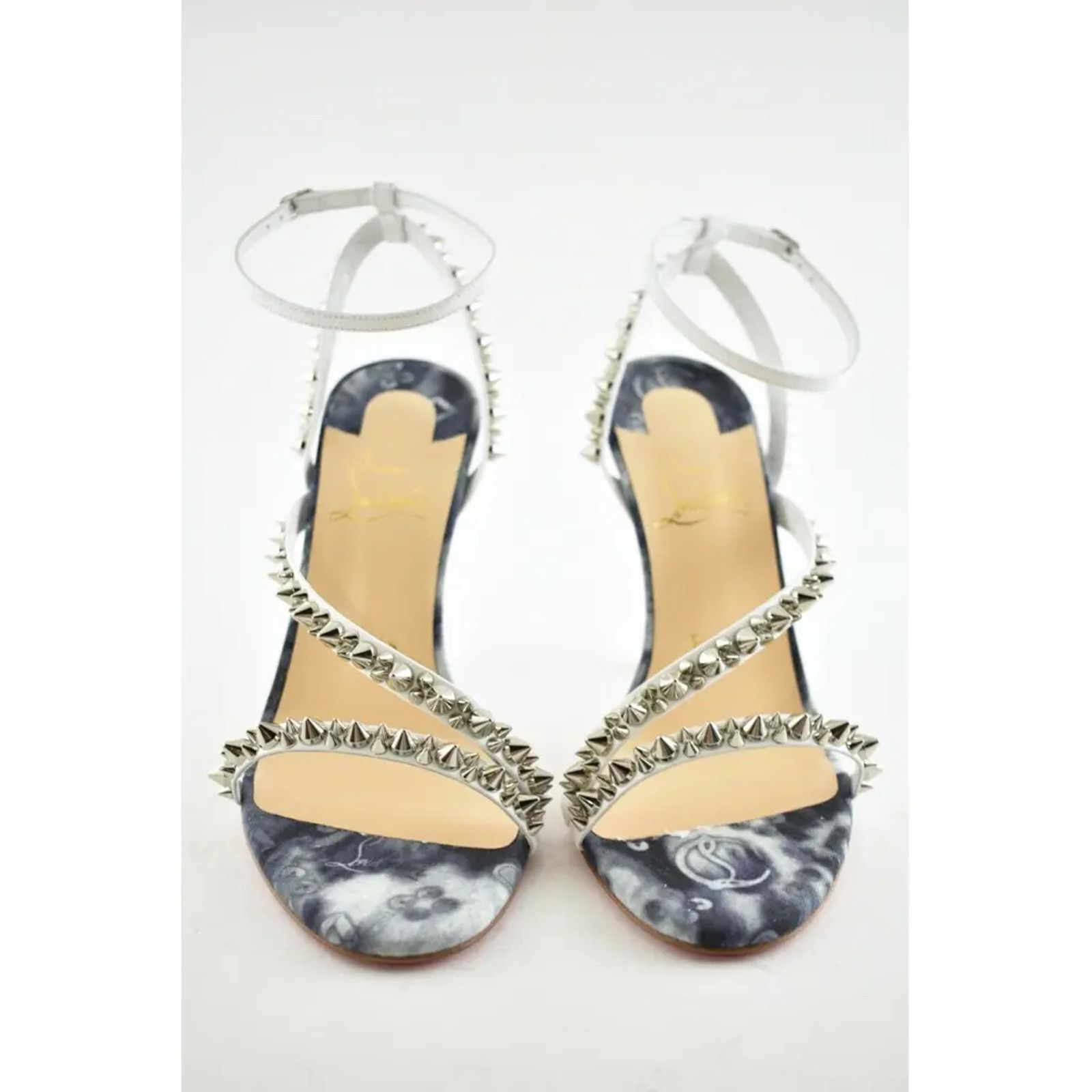 Christian Louboutin Mafaldina Spikes 100 Blue Jeans Strap Sandal Heel Pump 40 Size US 10 / IT 40 - 5 Thumbnail