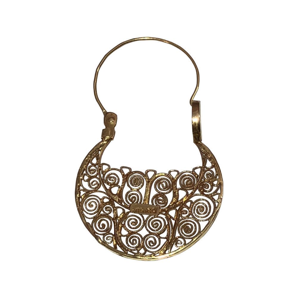 Designer 14 KT Gold Mexican Filigree Hoop Earrings Size ONE SIZE - 5 Thumbnail