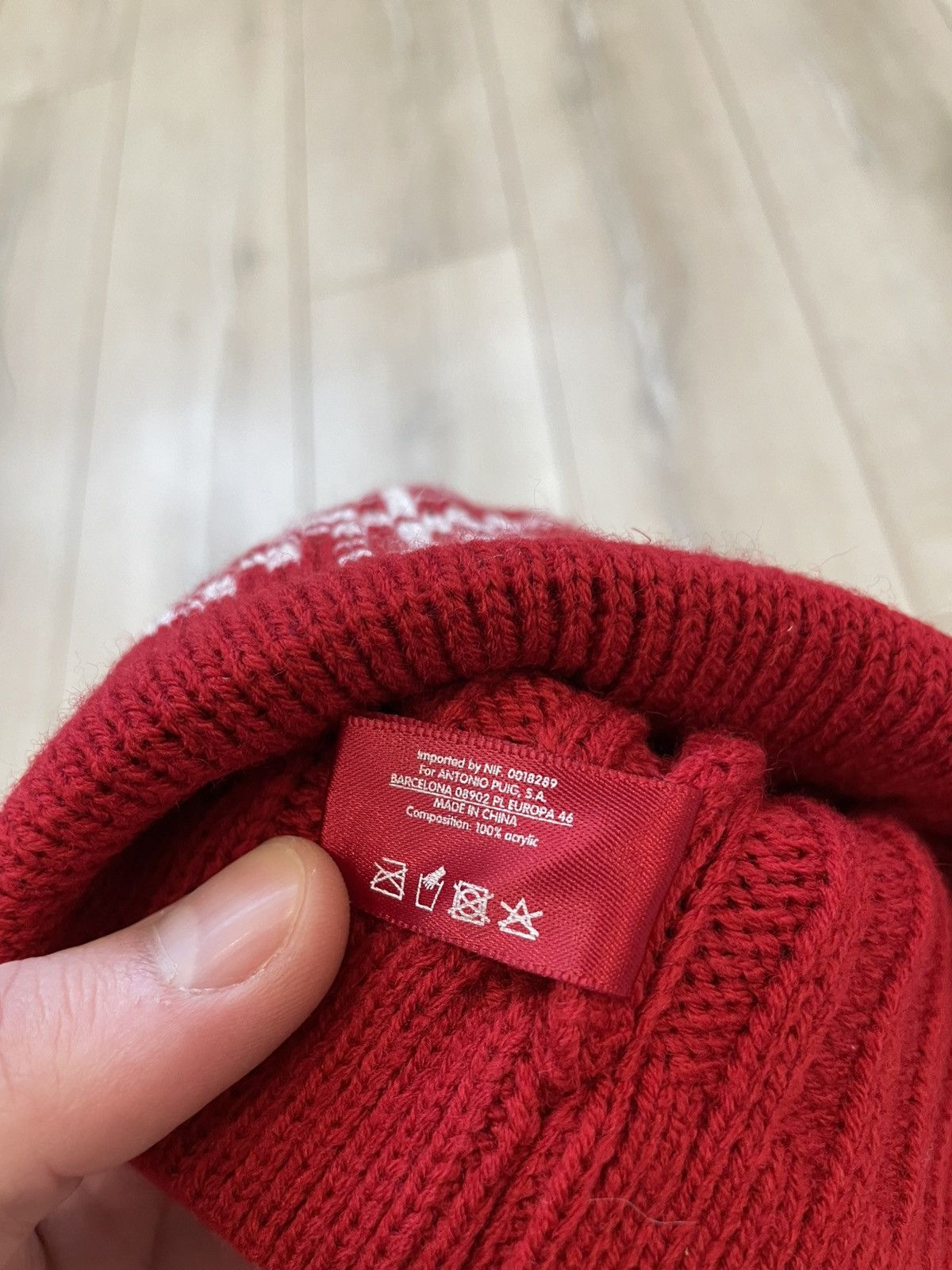 Jean Paul Gaultier I 🤍 GAULTIER Winter Bobble Hat Knitted Red & White Jean Paul Size ONE SIZE - 4 Thumbnail