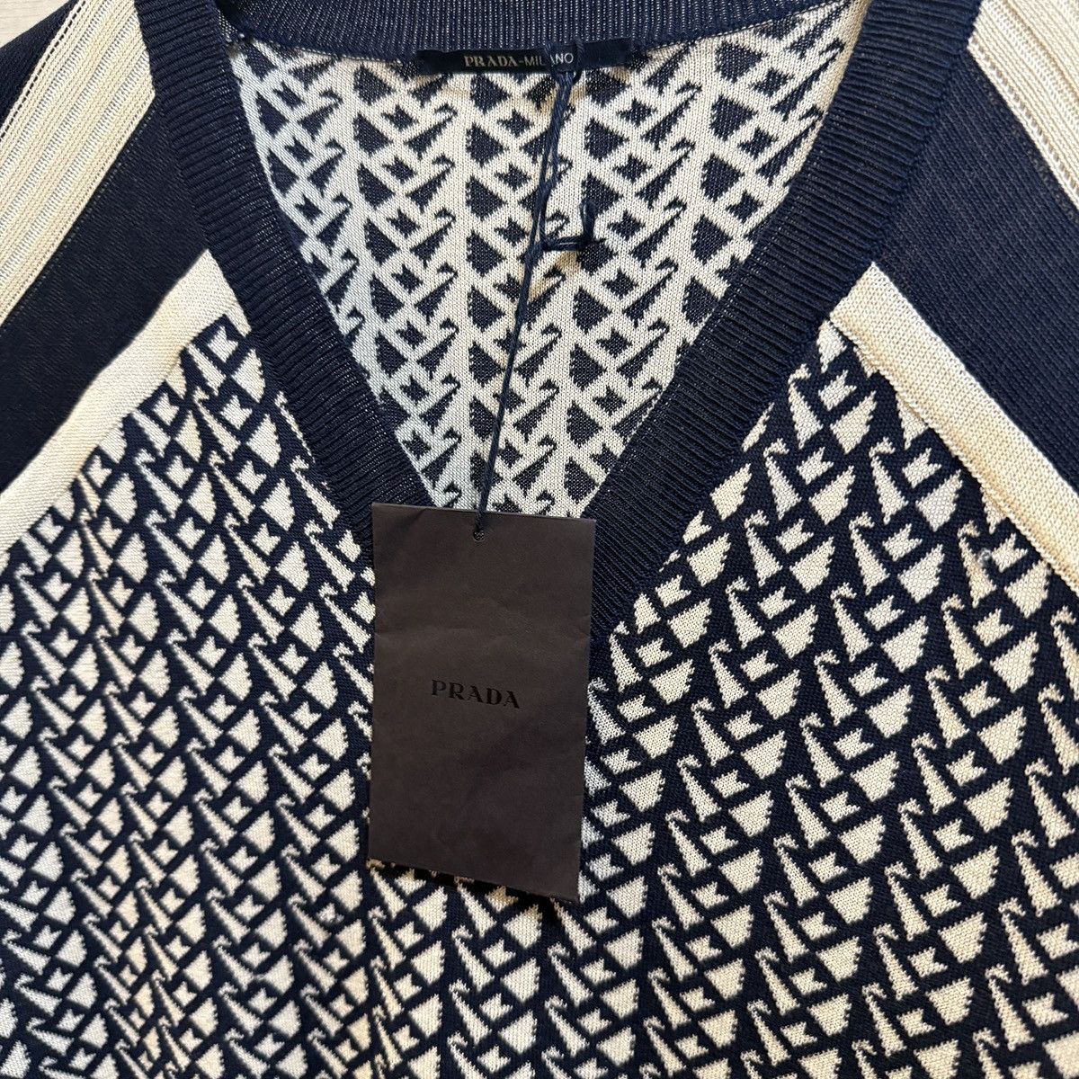 Prada PRADA 15SS Geometric Jacquard Knit Vest Gilet Size US S / EU 44-46 / 1 - 4 Thumbnail