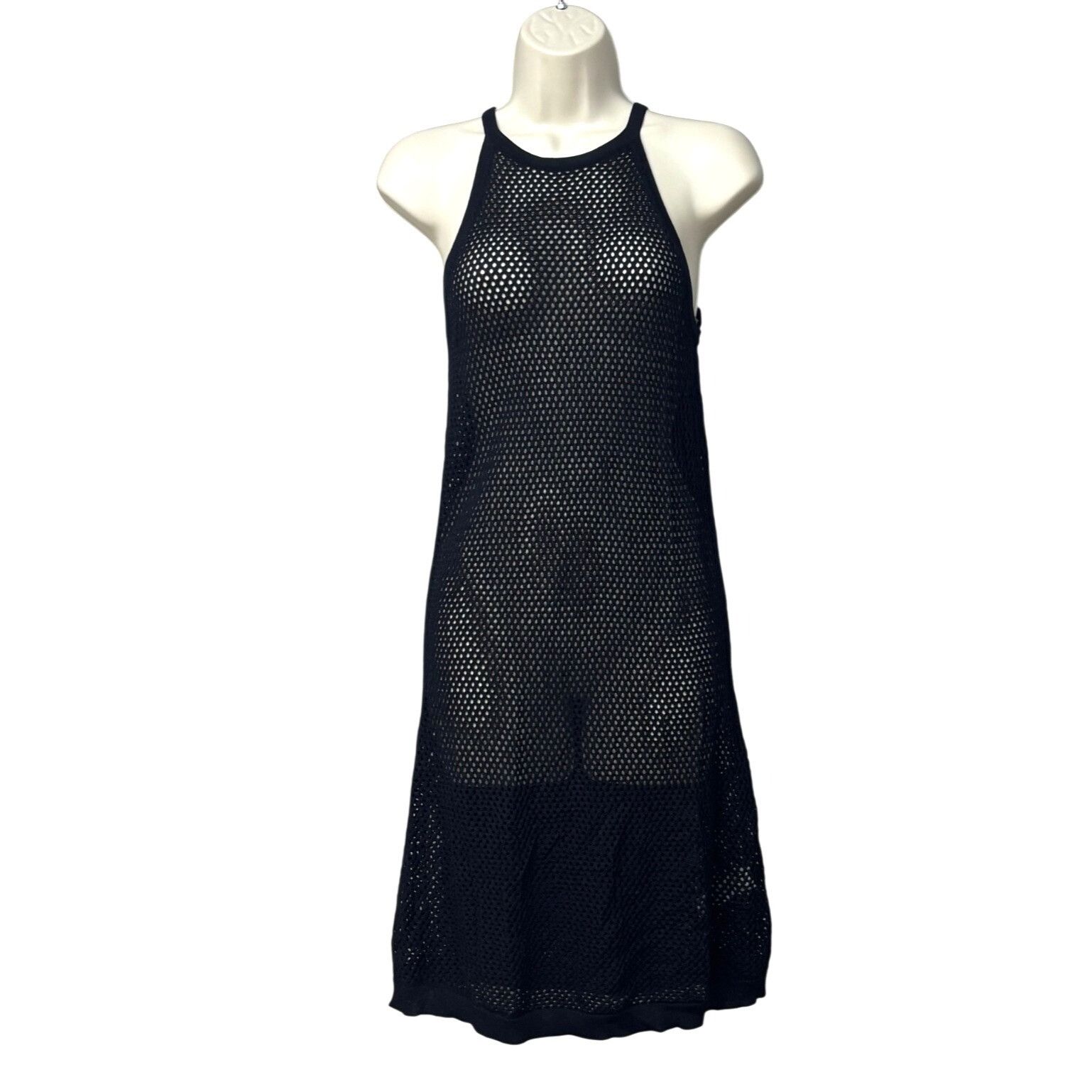 Other Tahari Womens Black Crochet Halter Cover-Up Dress, Black, Sz Size S / US 4 / IT 40 - 2 Thumbnail