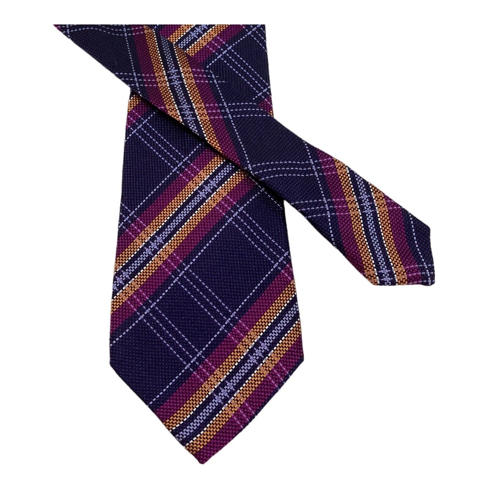 Altea ALTEA Purple PLaids & Cheks Silk Tie Hand Made In Italy W: 3 Size ONE SIZE - 5 Thumbnail