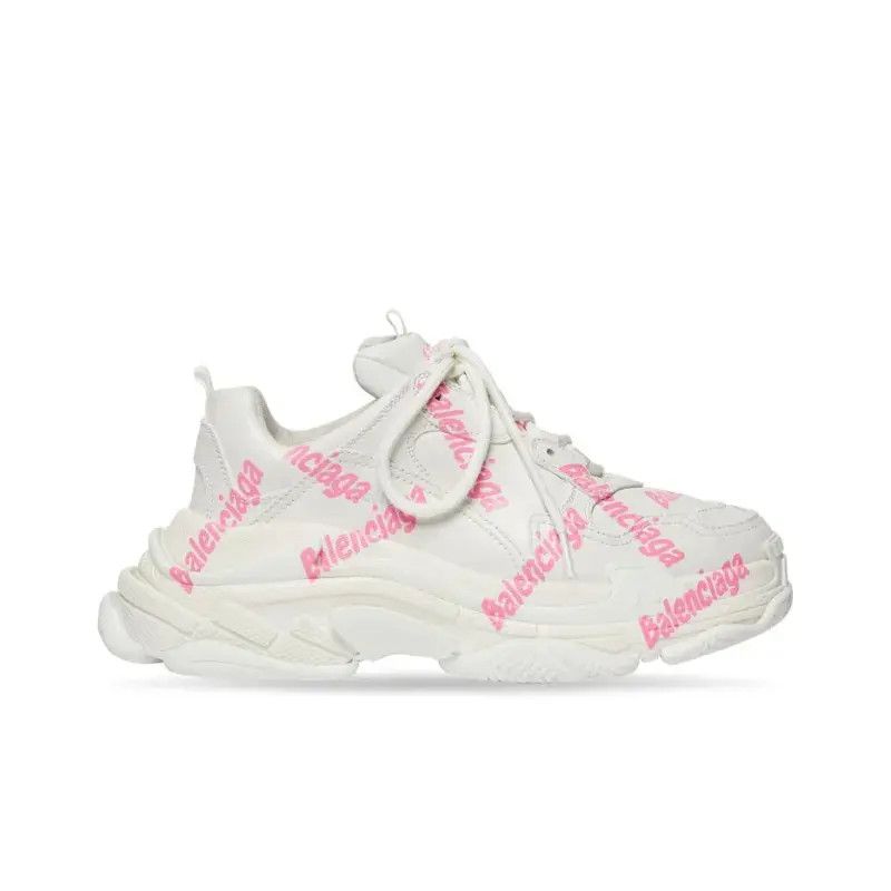 Balenciaga o1mt1gz0325 Triple S Logotype Sneakers in White/Pink Size US 9 / IT 39 - 1 Thumbnail
