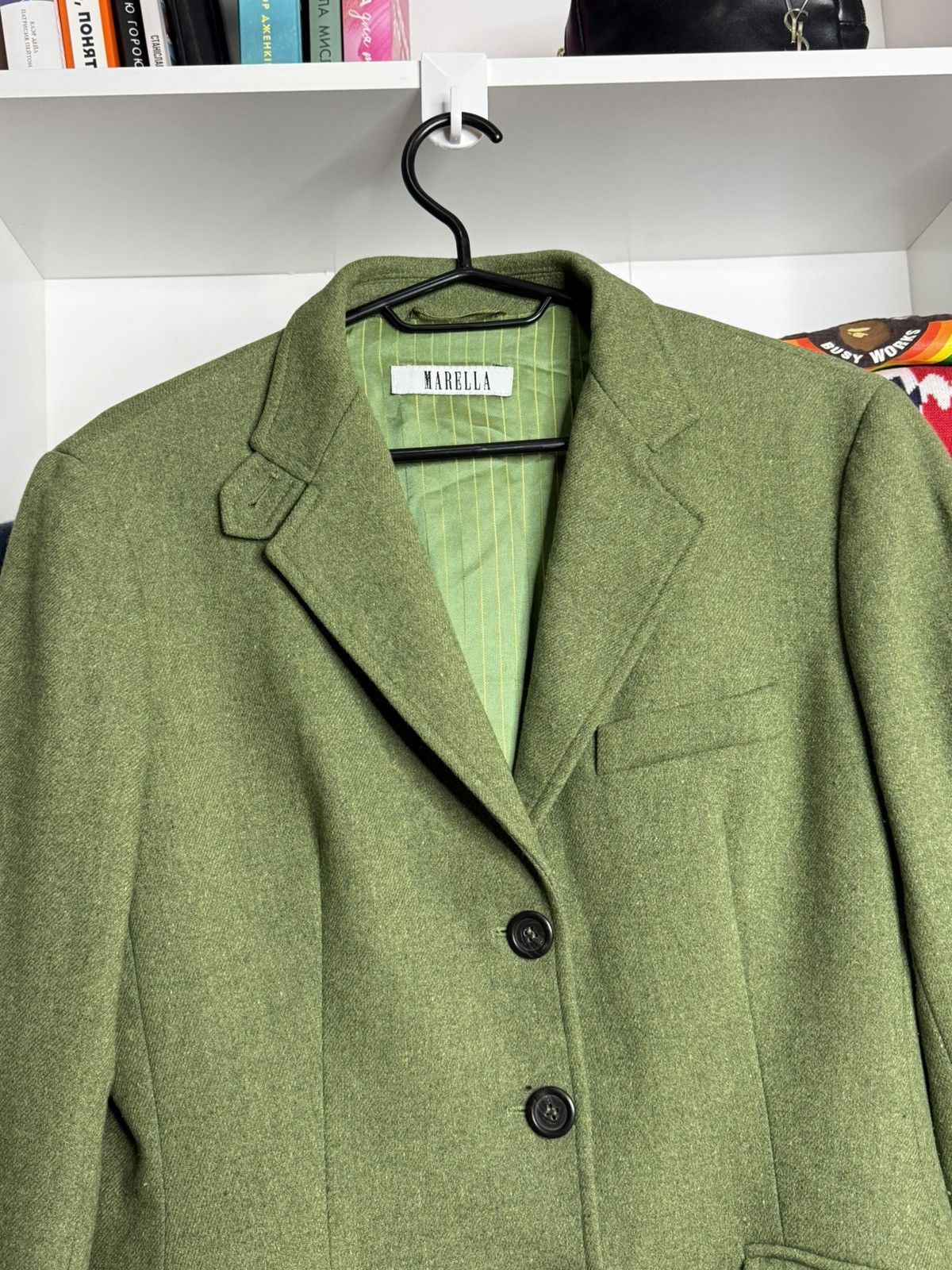 Marella Marella Green Wool Blazer Size L / US 10 / IT 46 - 3 Thumbnail
