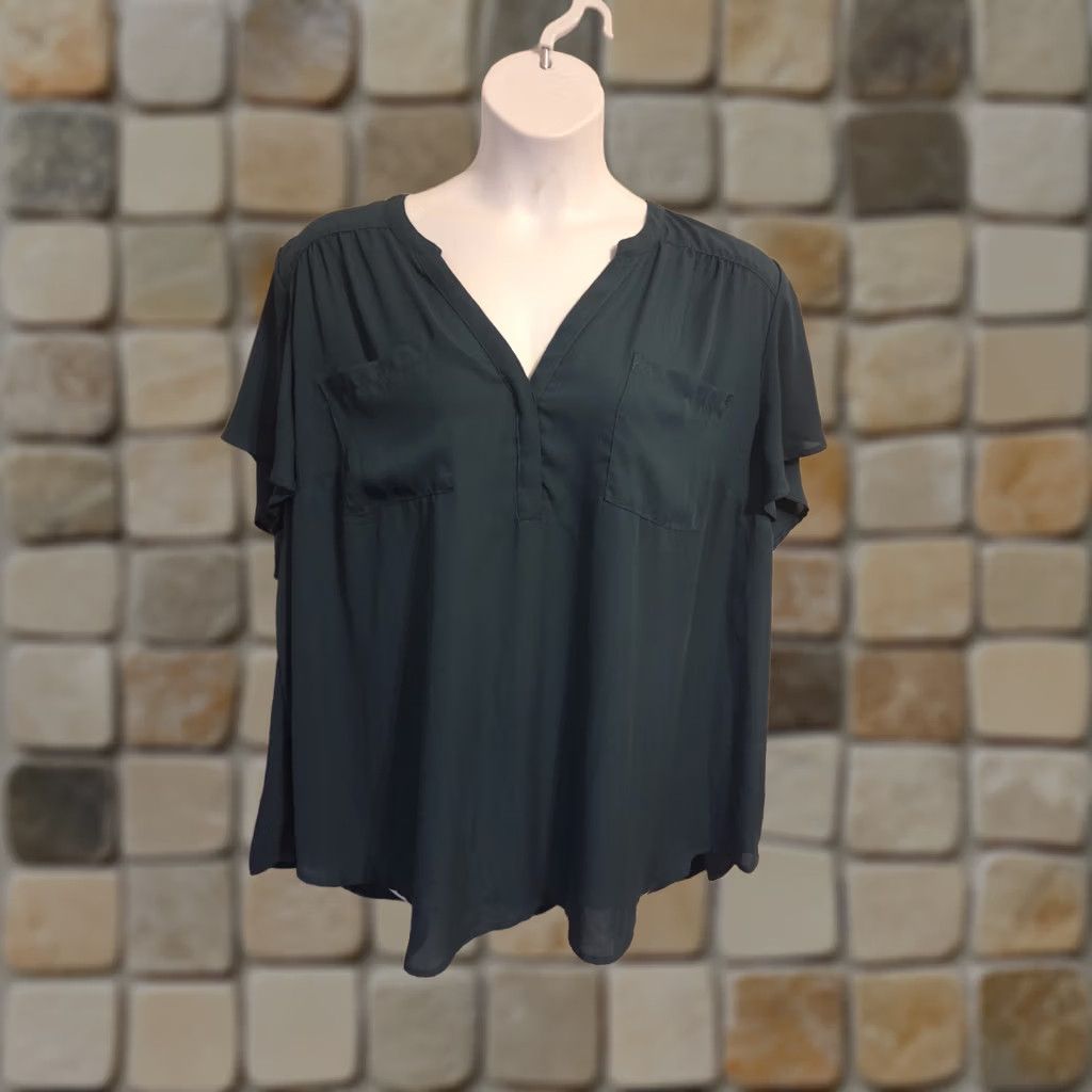 Torrid Torrid Harper Blouse Top 4 4X Teal Flutter Sleeve Lightweight Size XXL / US 16-18 / IT 52-54 - 1 Thumbnail